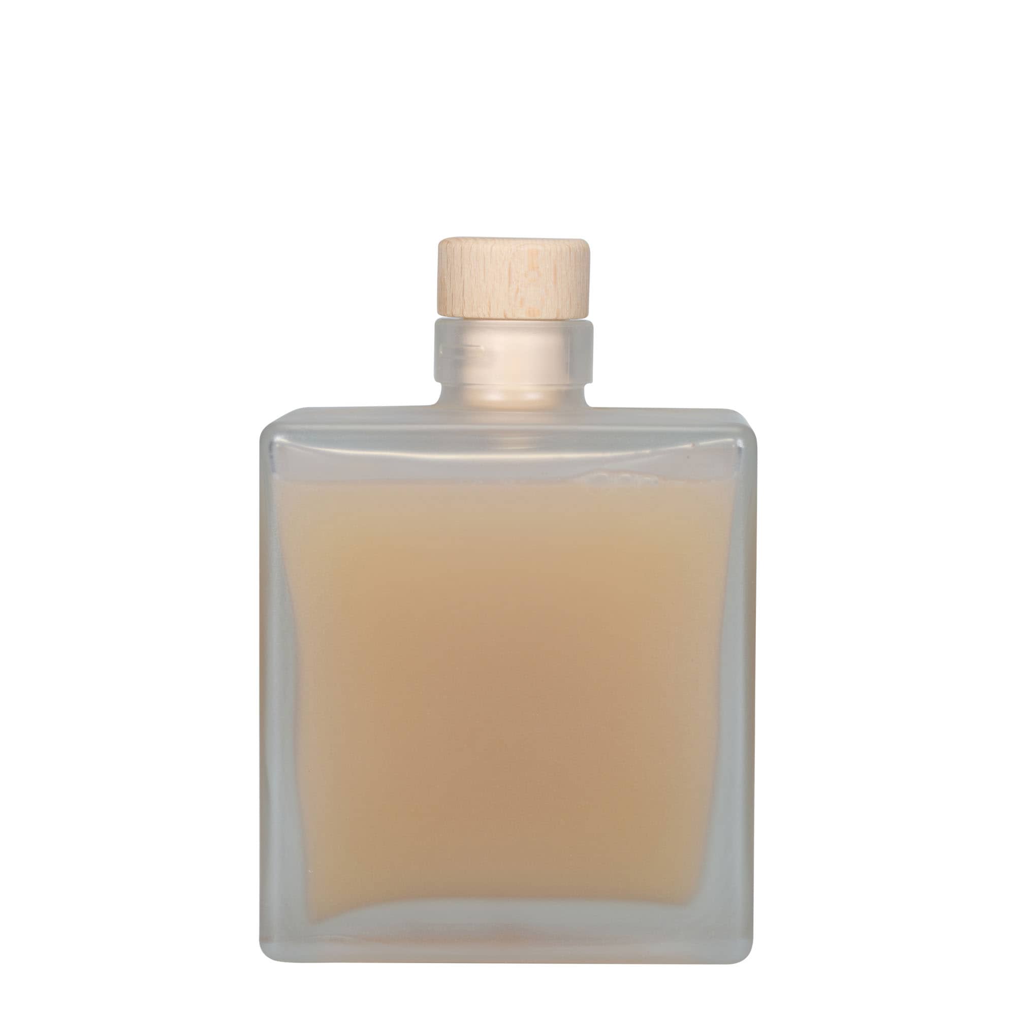 500 ml stikla pudele 'Cube', kvadrātiska, matēta, aizdare: korķis