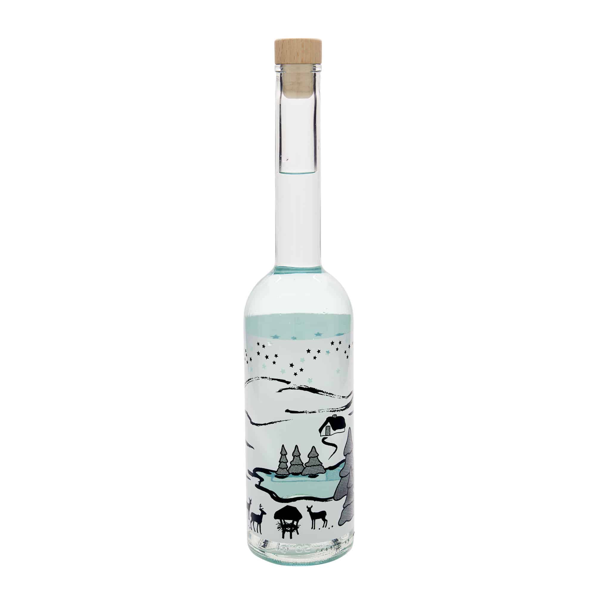 500 ml stikla pudele 'Opera', motīvs: Ziemas sapnis-Bianco, atvere: korķis