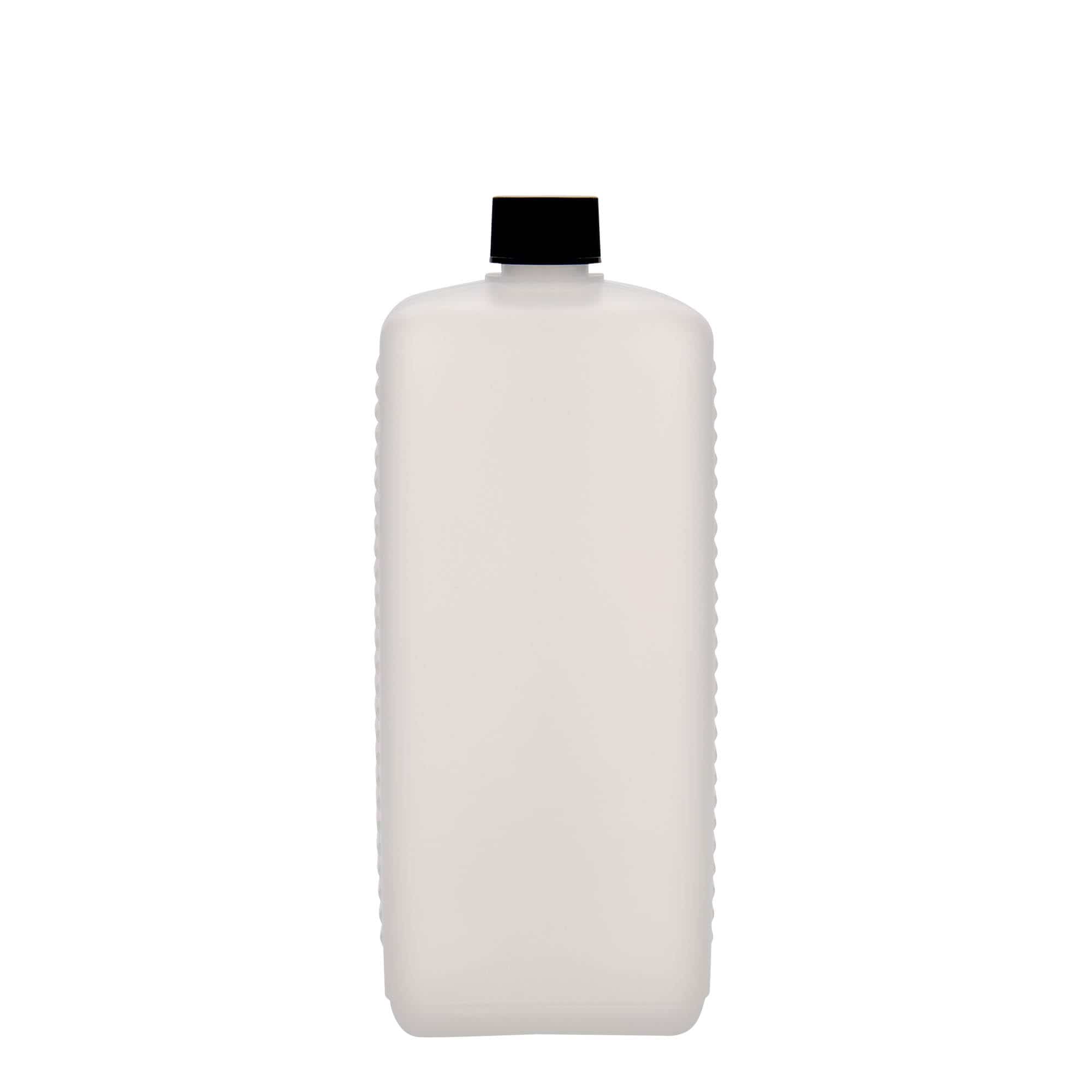 1000 ml kārbas tipa pudele, taisnstūra, HDPE plastmasas, dabīga, aizdare: DIN 25 EPE 1000 ml kārbas tipa pudele, taisnstūra, HDPE plastmasas, dabīga, aizdare: DIN 25 EPE
