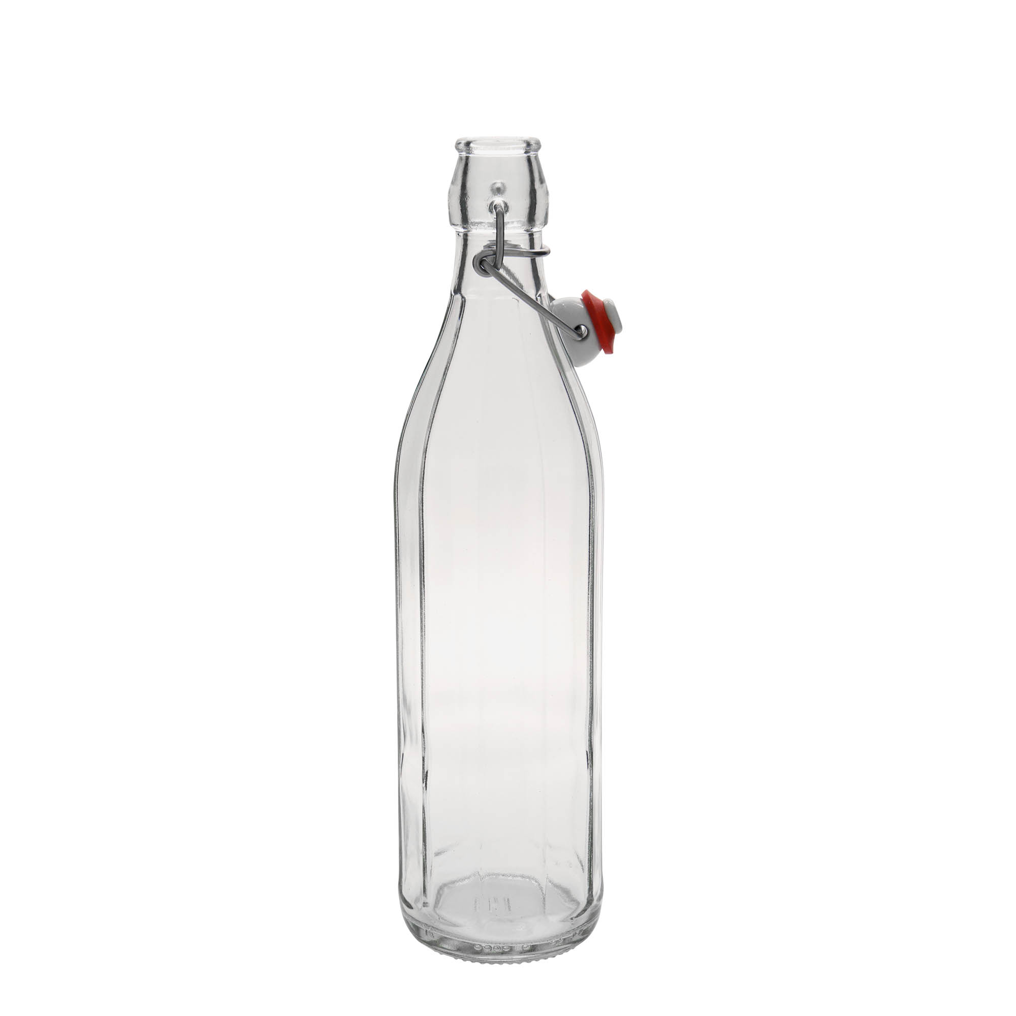 750 ml stikla pudele 'Bravo', desmitstūraina, atvere: aizslēgšanas skava