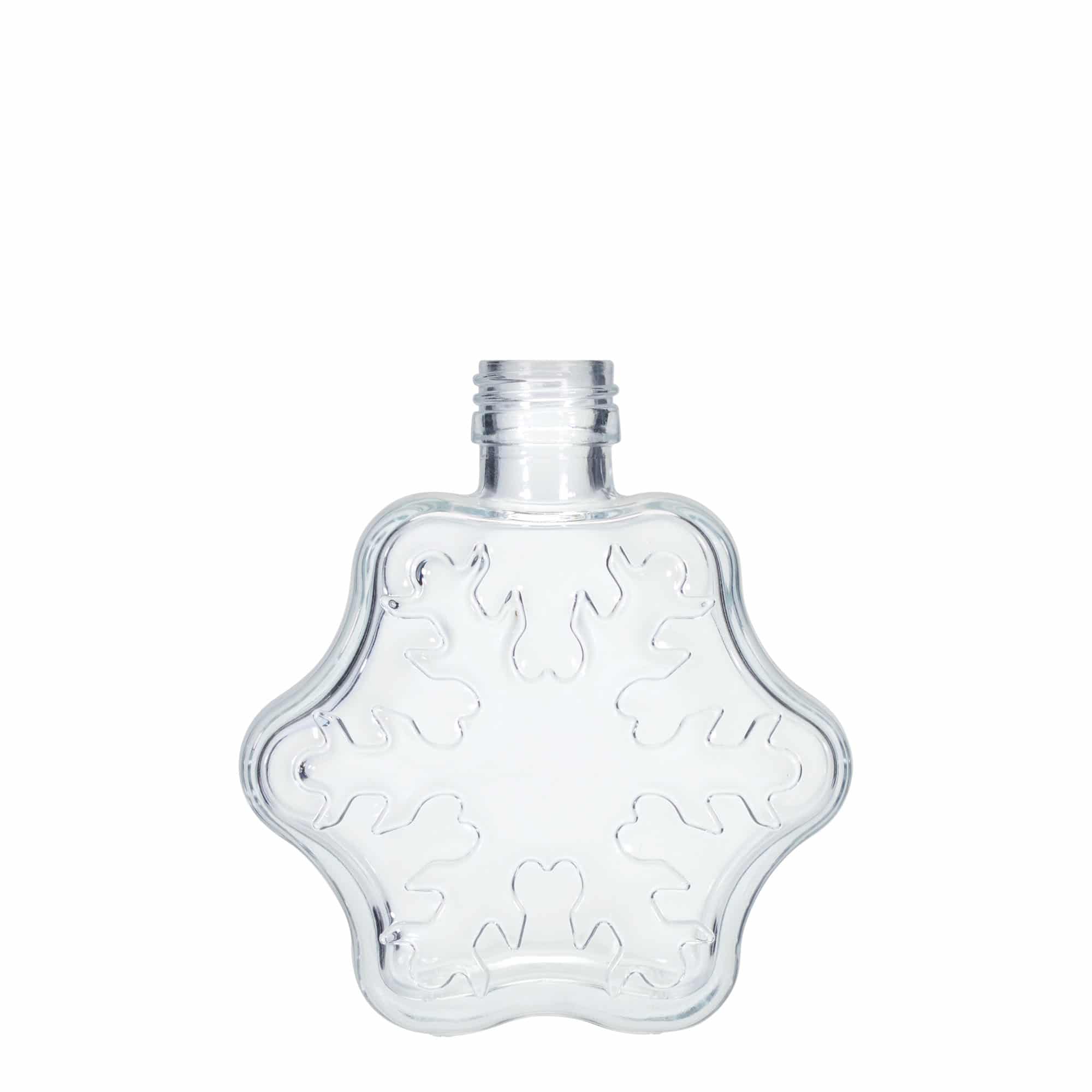 200 ml stikla pudele 'Sniega pārslas', mutes daļa: PP 28 200 ml stikla pudele 'Sniega pārslas', mutes daļa: PP 28