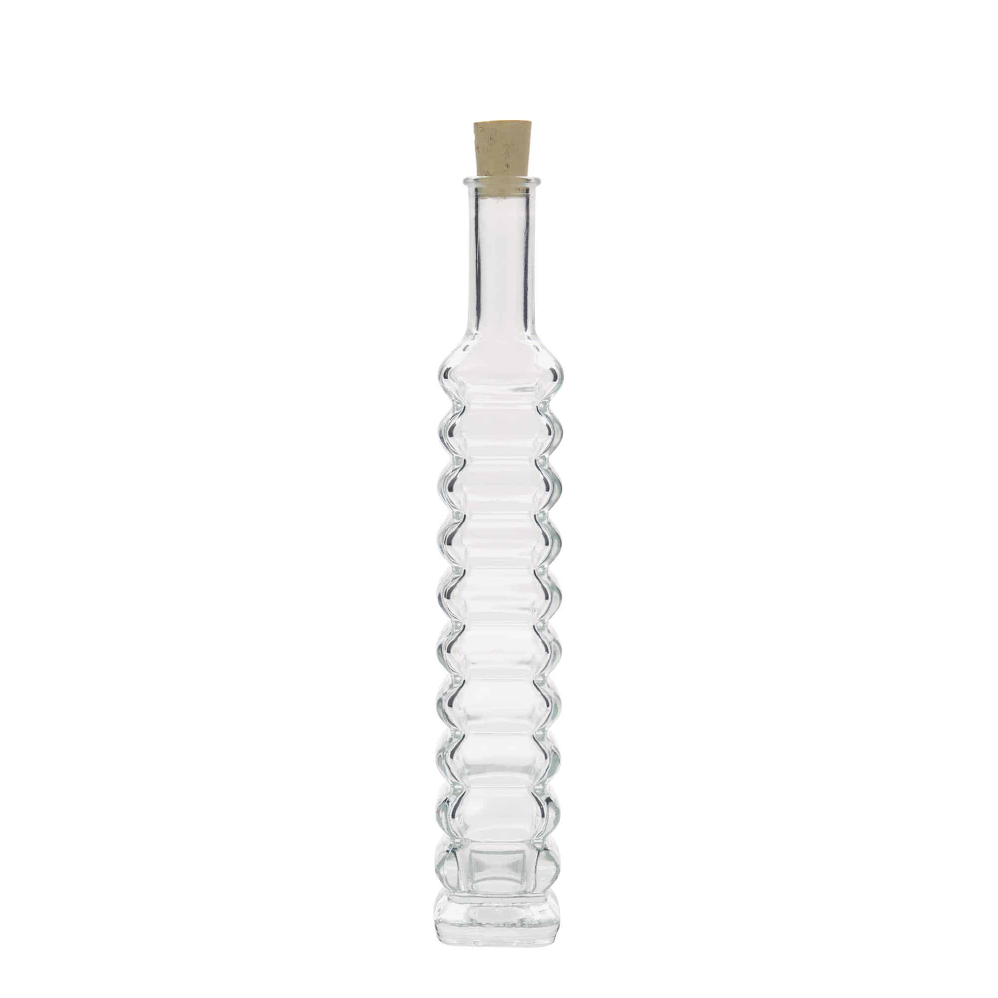 100 ml stikla pudele, 'Roma', kvadrātiska, aizdare: korķis