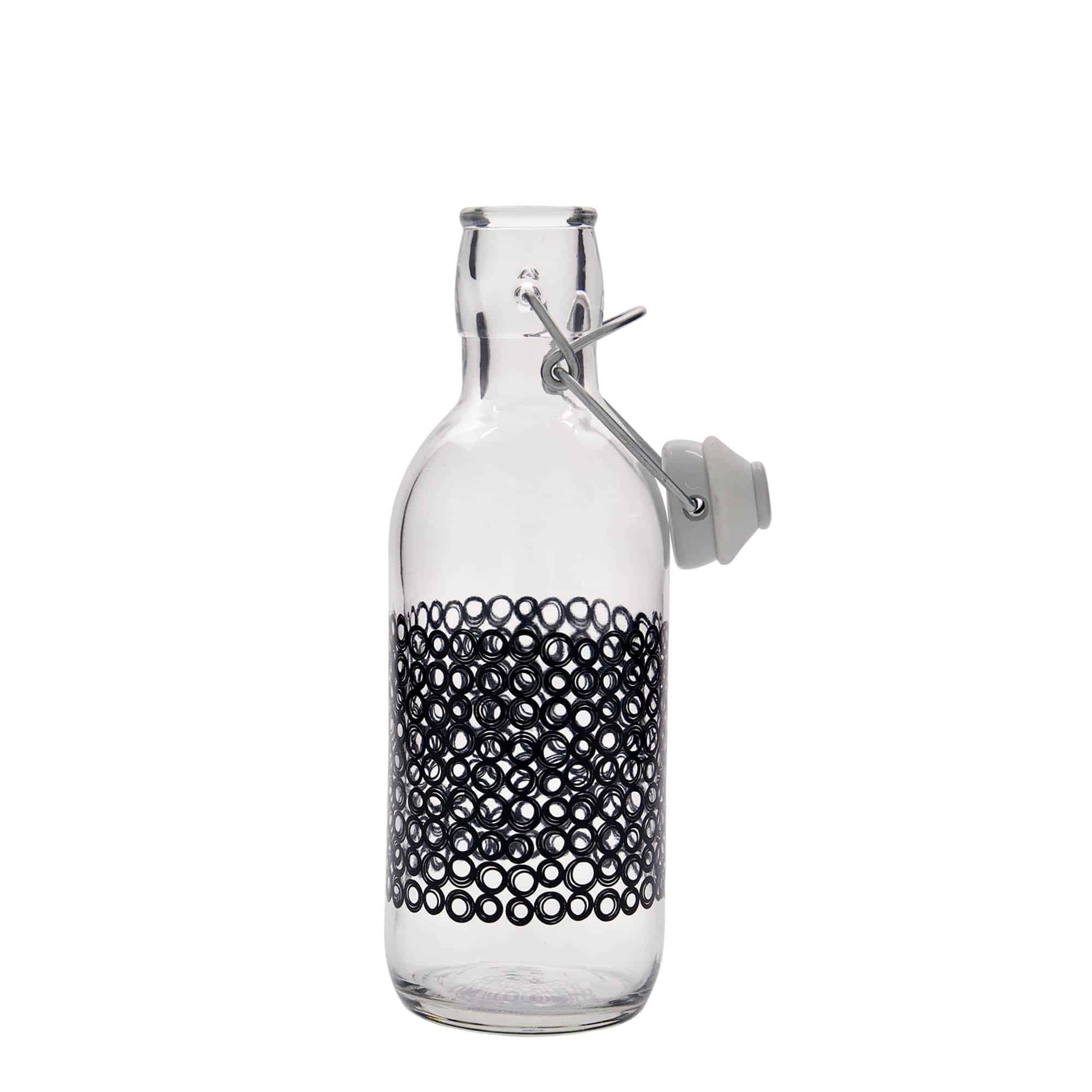 500 ml stikla pudele 'Emilia', motīvs: Circola nero, aizdare: korķis ar skavu 500 ml stikla pudele 'Emilia', motīvs: Circola nero, aizdare: korķis ar skavu