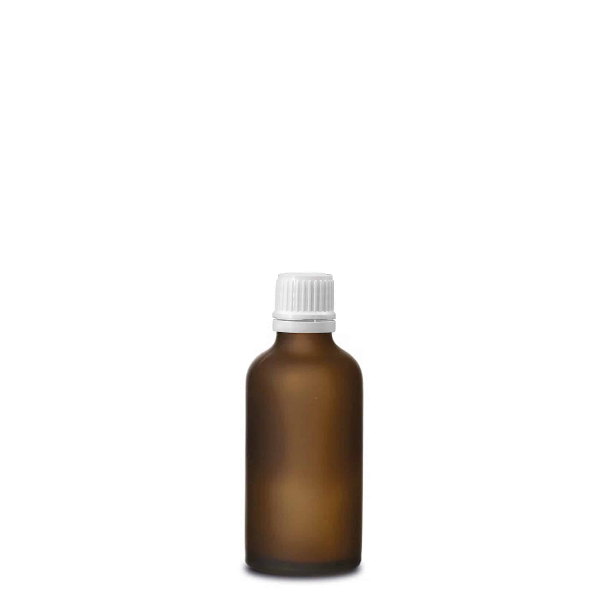 50ml medicininis butelis, stiklas, rudas matinis, kaklelis: DIN 18