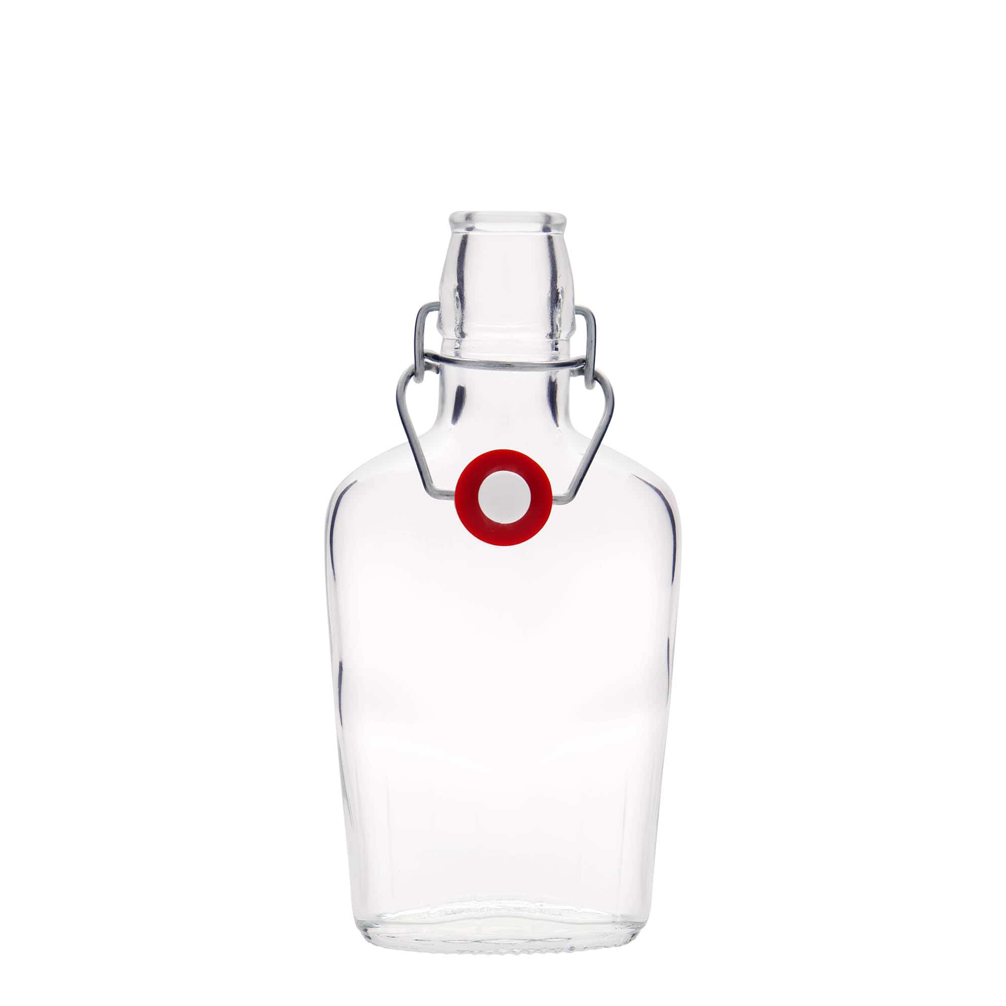250 ml stikla pudele 'Fiaschetta', ovāla, atvere: skavas aizdare