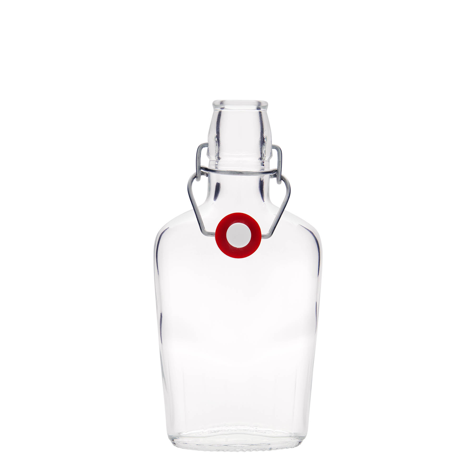 250 ml stikla pudele 'Fiaschetta', ovāla, atvere: skavas aizdare