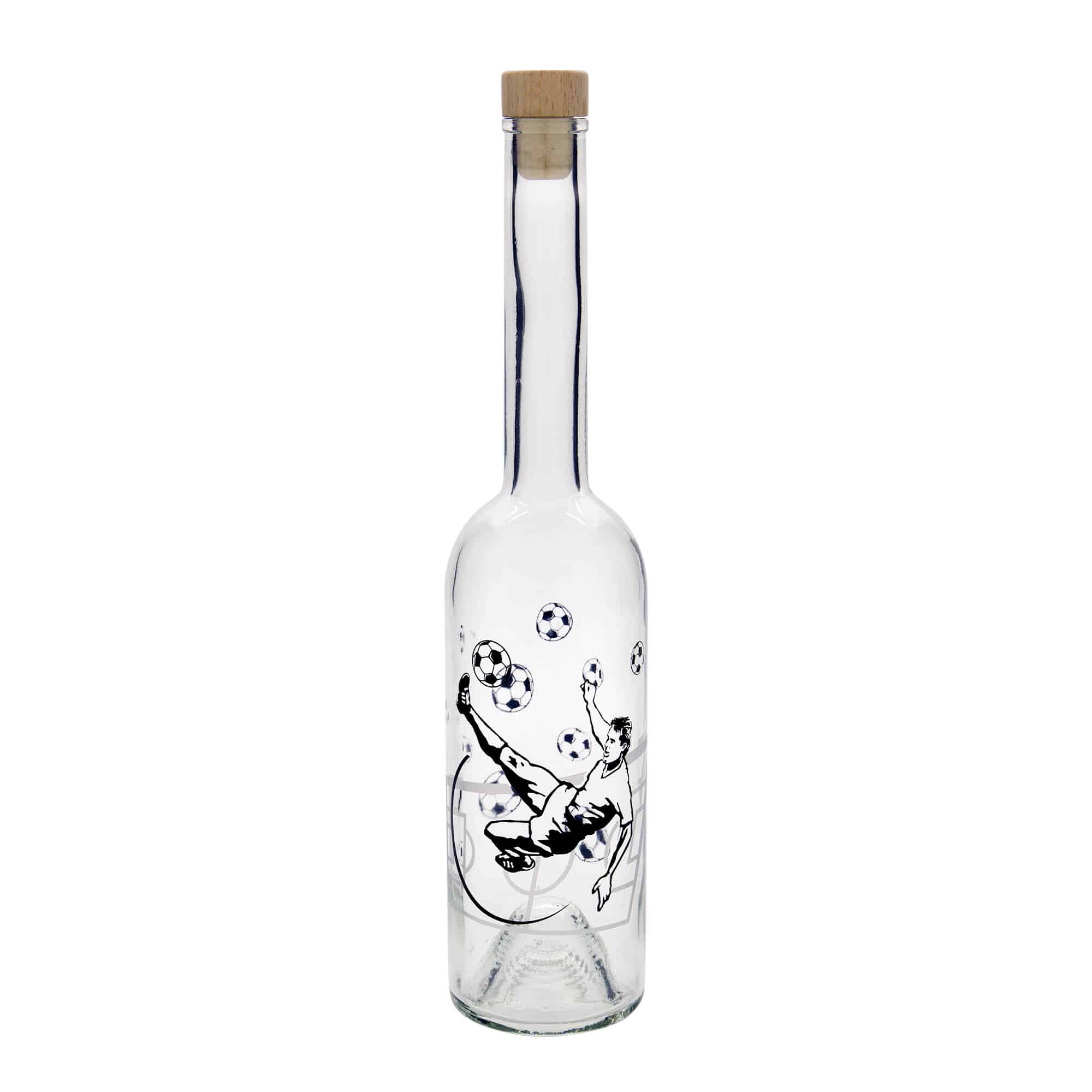 500 ml stikla pudele 'Opera', motīvs: futbolists, atvere: korķis