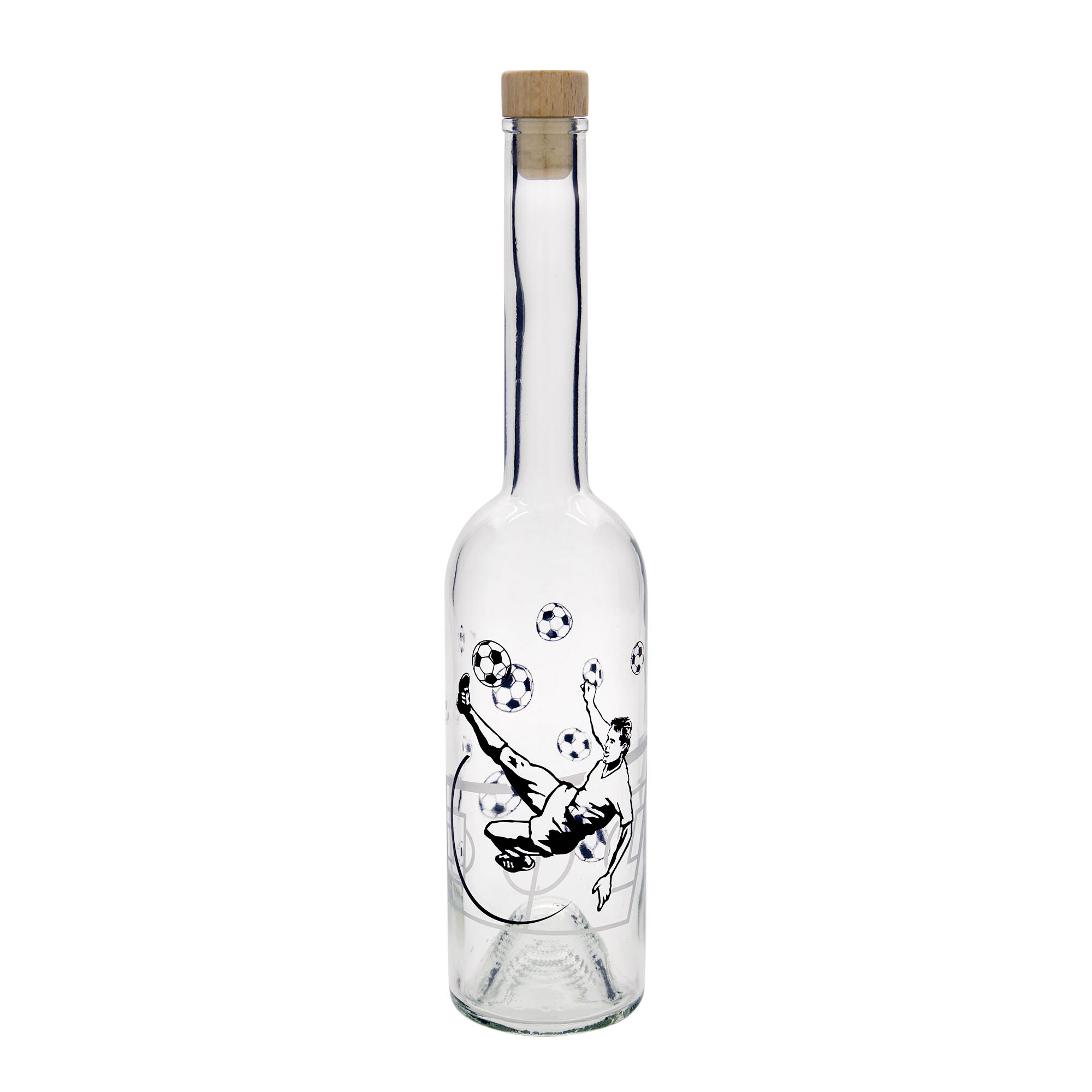 500 ml stikla pudele 'Opera', motīvs: futbolists, atvere: korķis