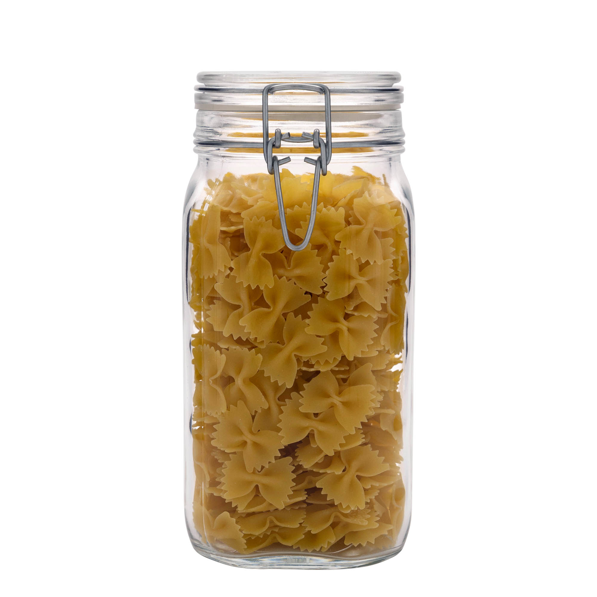 1.500 ml stiklains burciņa ar metāla aizdari 'Fido', kvadrātveida, atvere: metāla aizdares vāciņš 1.500 ml stiklains burciņa ar metāla aizdari 'Fido', kvadrātveida, atvere: metāla aizdares vāciņš