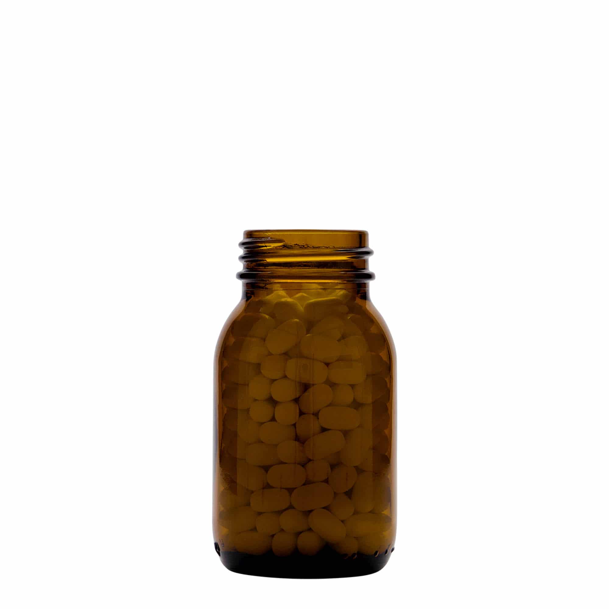 125 ml plata kakla stikla burka, brūna, atvere: DIN 40