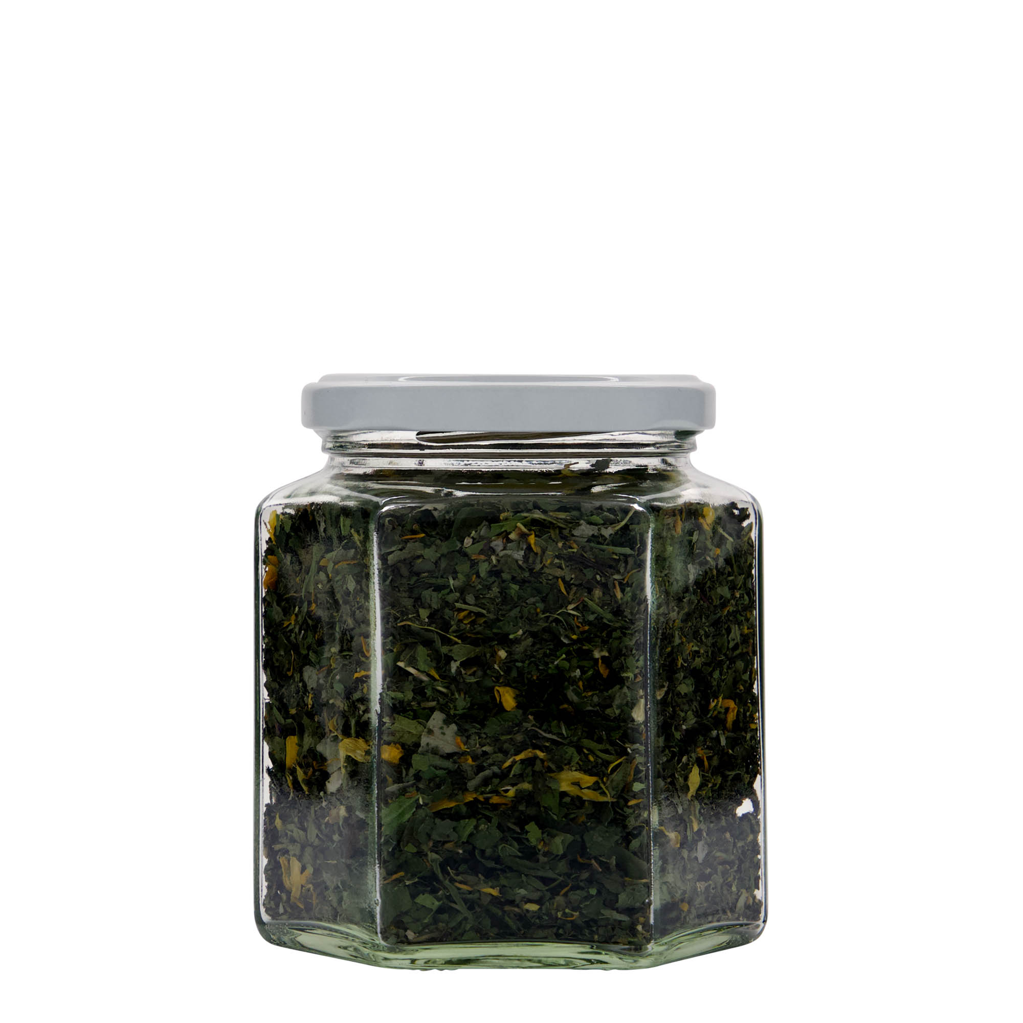 390 ml sešstūra stikla burka, atvere: Twist-Off (TO 70)