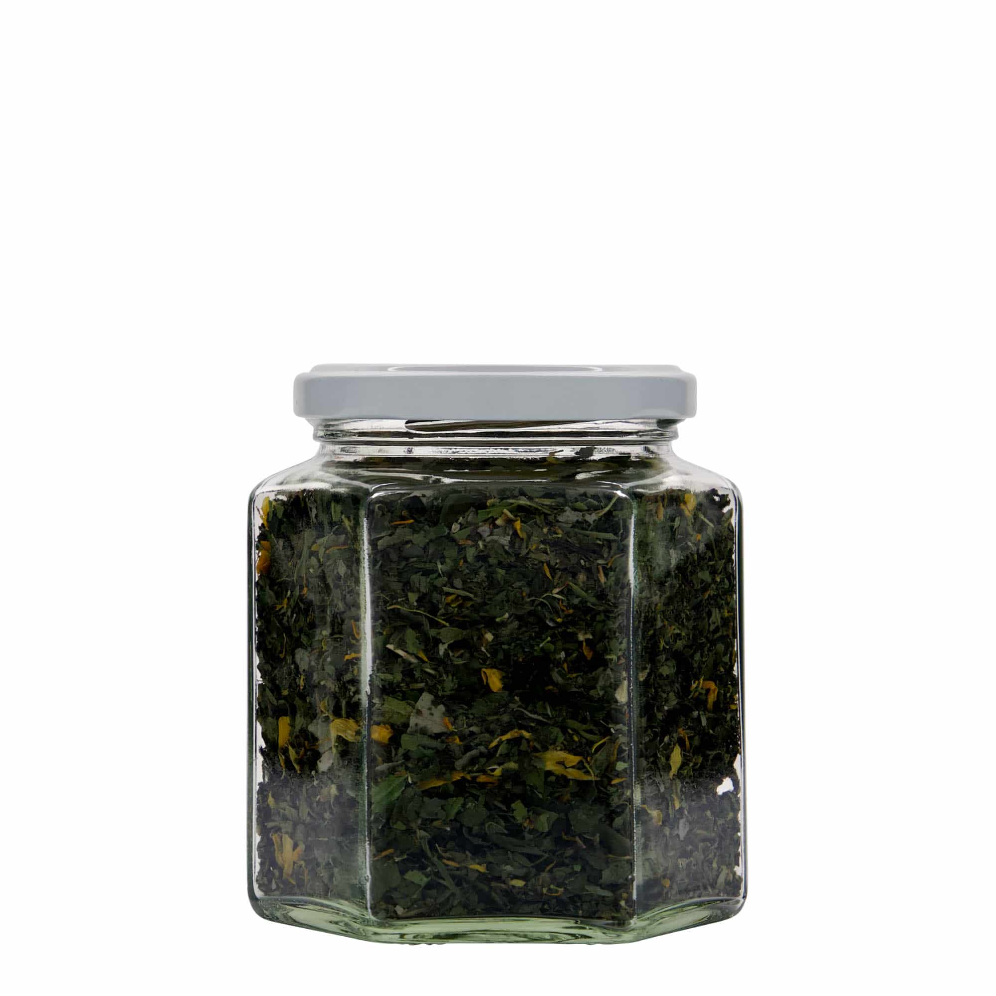 390 ml sešstūra stikla burka, atvere: Twist-Off (TO 70)