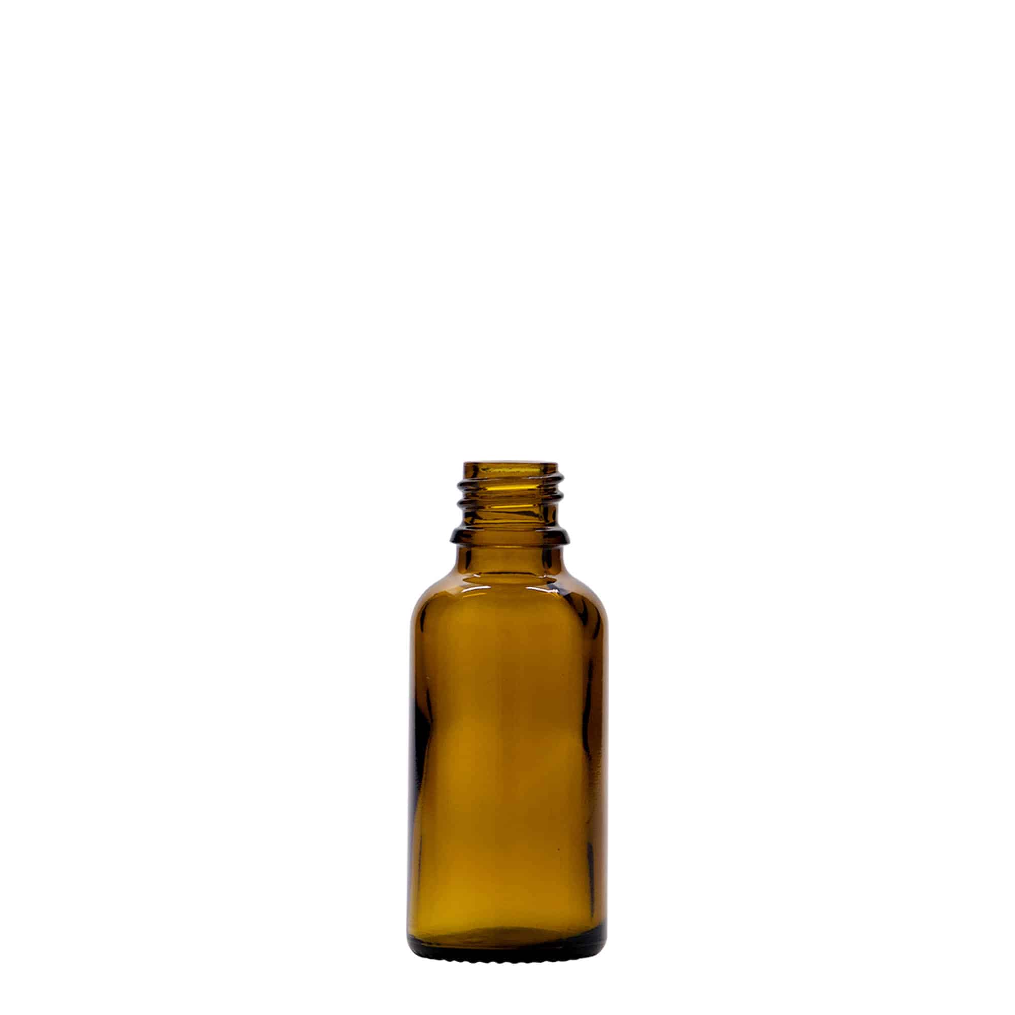 30 ml zāļu pudelīte, stikla, brūna, aizdare: DIN 18 30 ml zāļu pudelīte, stikla, brūna, aizdare: DIN 18