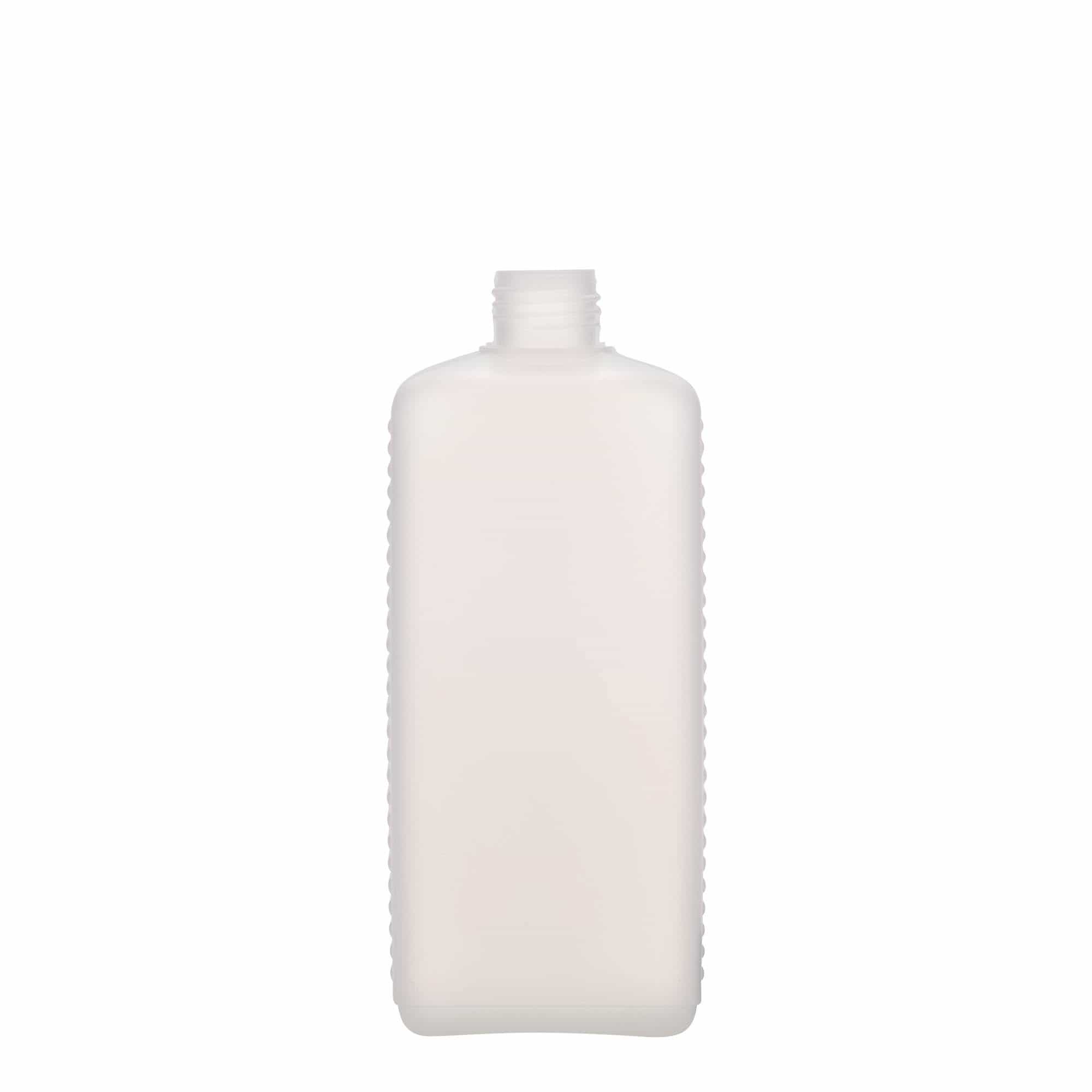 500 ml kārbas tipa pudele, taisnstūra, HDPE plastmasas, dabīga, aizdare: DIN 25 EPE