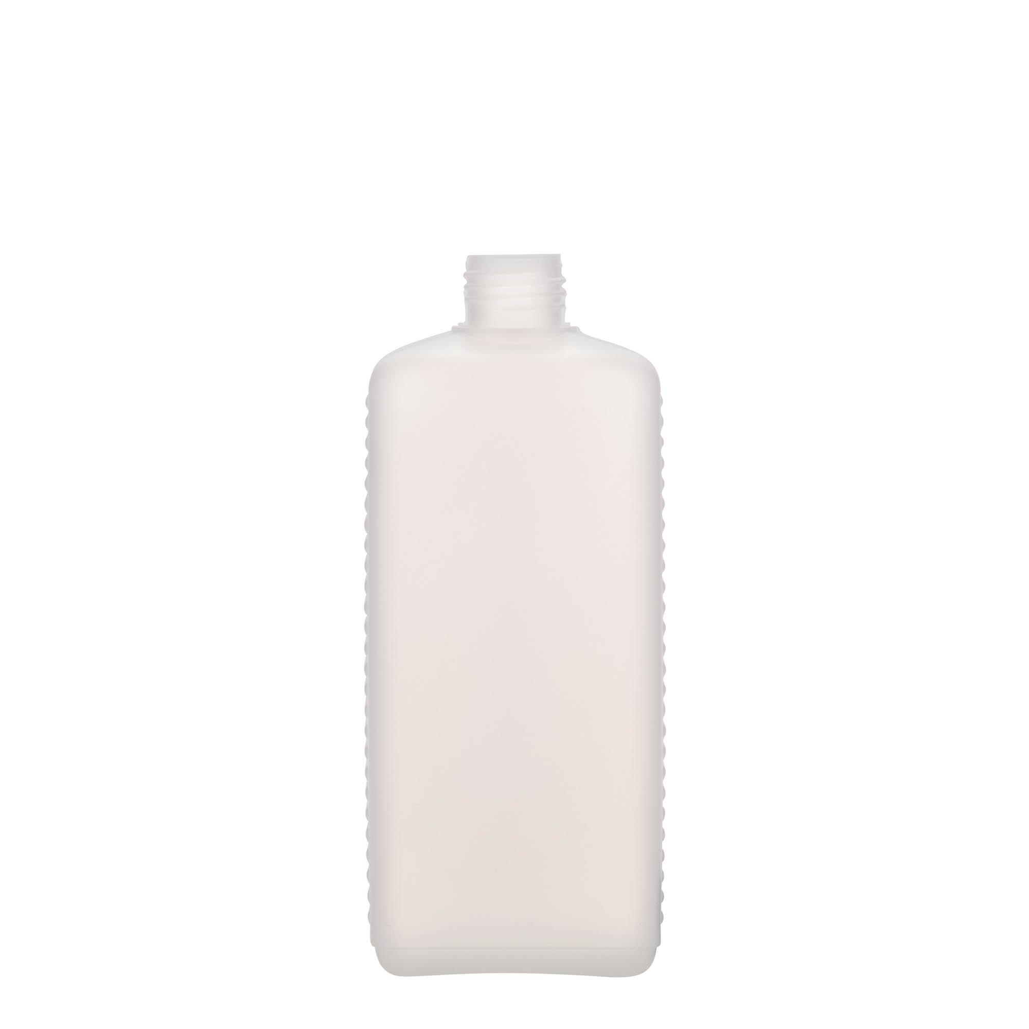 500 ml kanna pudele, taisnstūrveida, HDPE plastmasa, dabīga, atvere: DIN 25 EPE