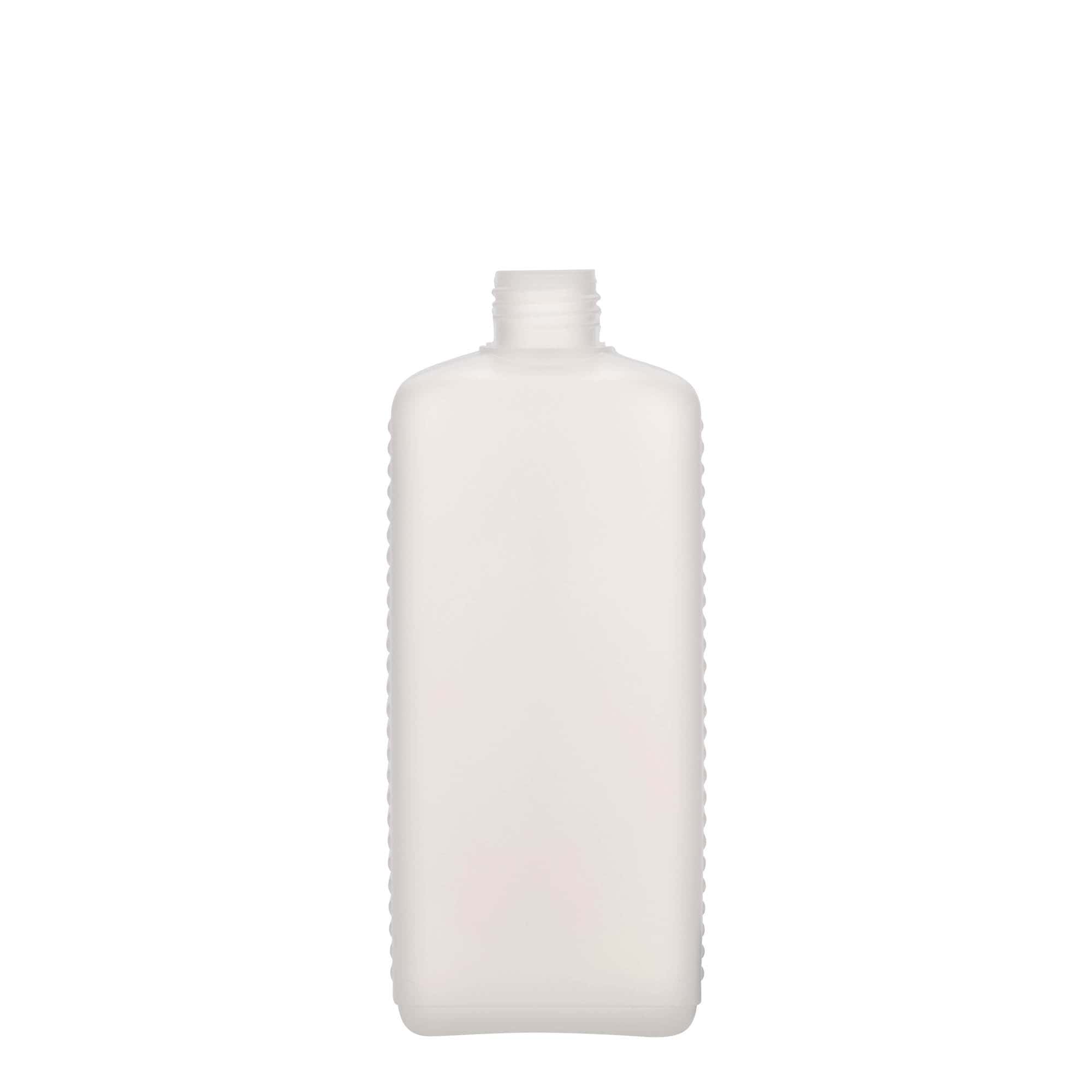 500 ml kanna pudele, taisnstūrveida, HDPE plastmasa, dabīga, atvere: DIN 25 EPE 500 ml kanna pudele, taisnstūrveida, HDPE plastmasa, dabīga, atvere: DIN 25 EPE