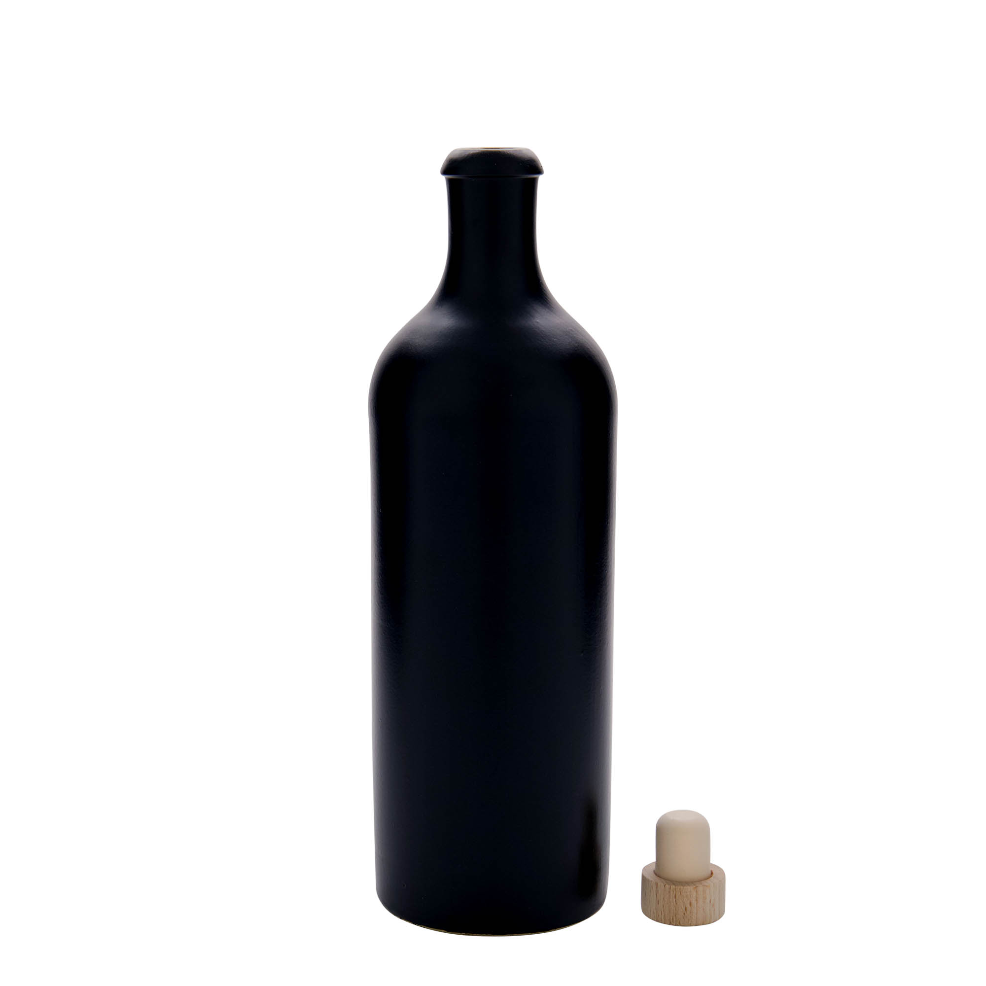 750 ml māla krūze, keramikas, melna, atvere: korķis