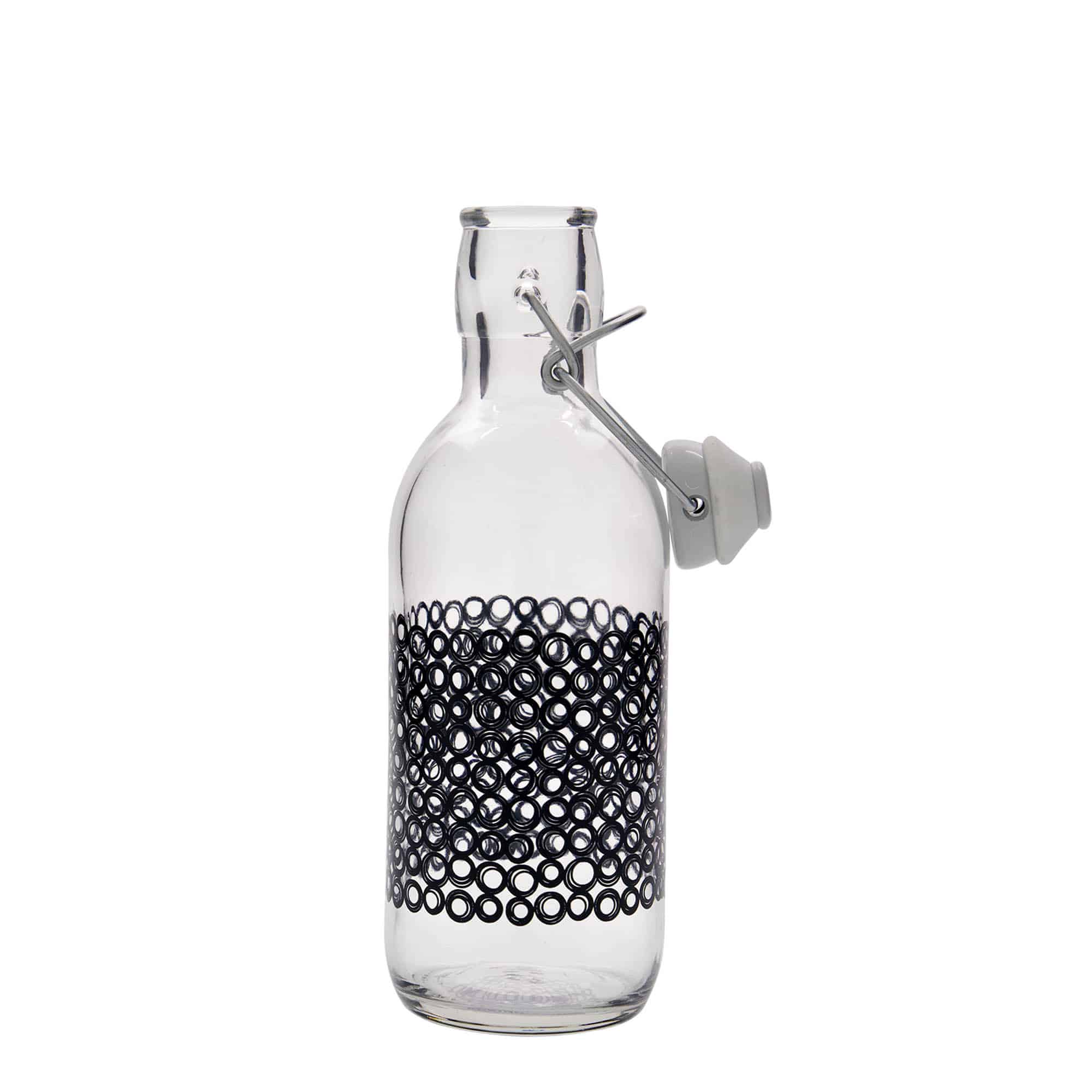 500 ml stikla pudele 'Emilia', motīvs: Circola nero, atvere: aizdares vāciņš