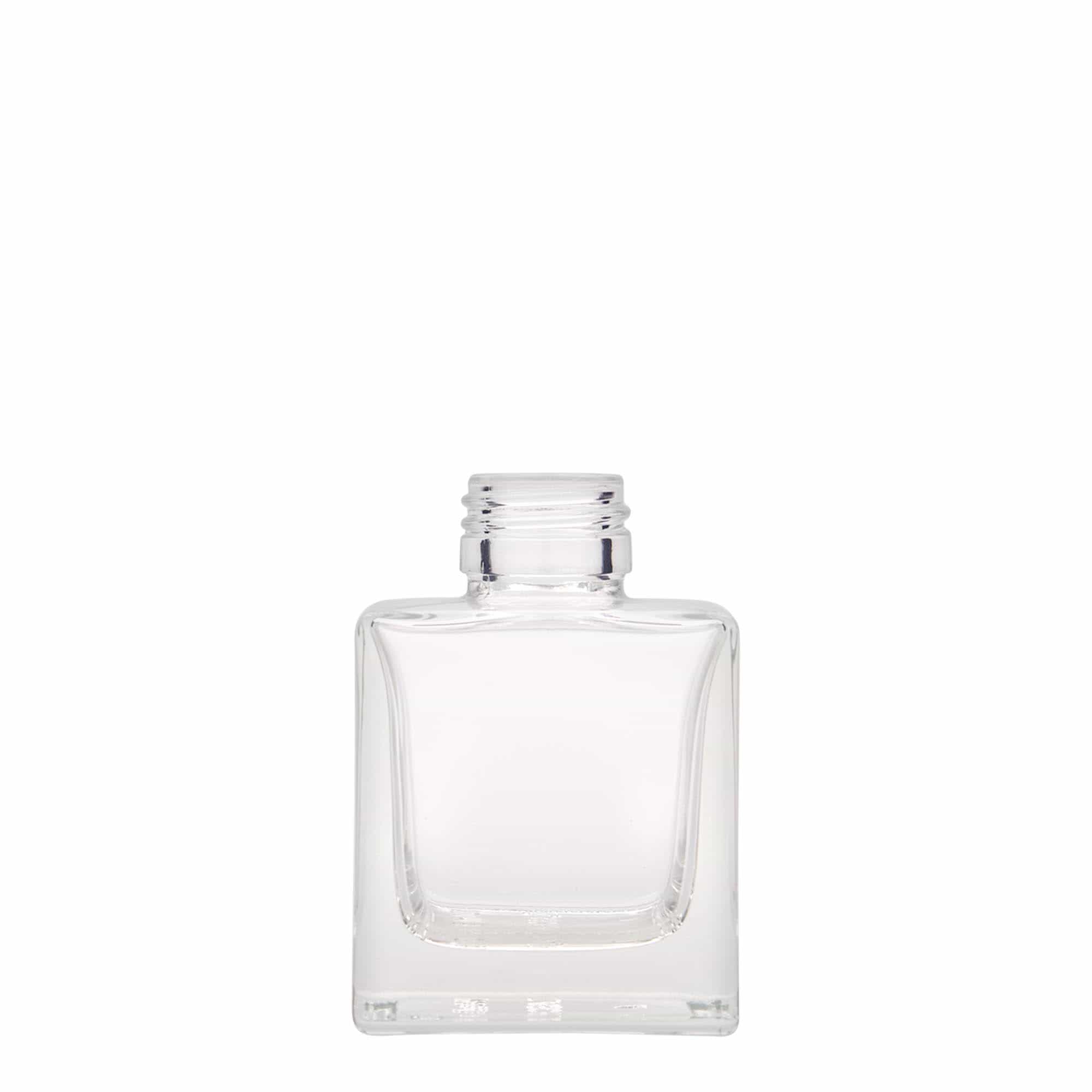 100 ml stikla pudele 'Cube', kvadrātveida, atvere: PP 28