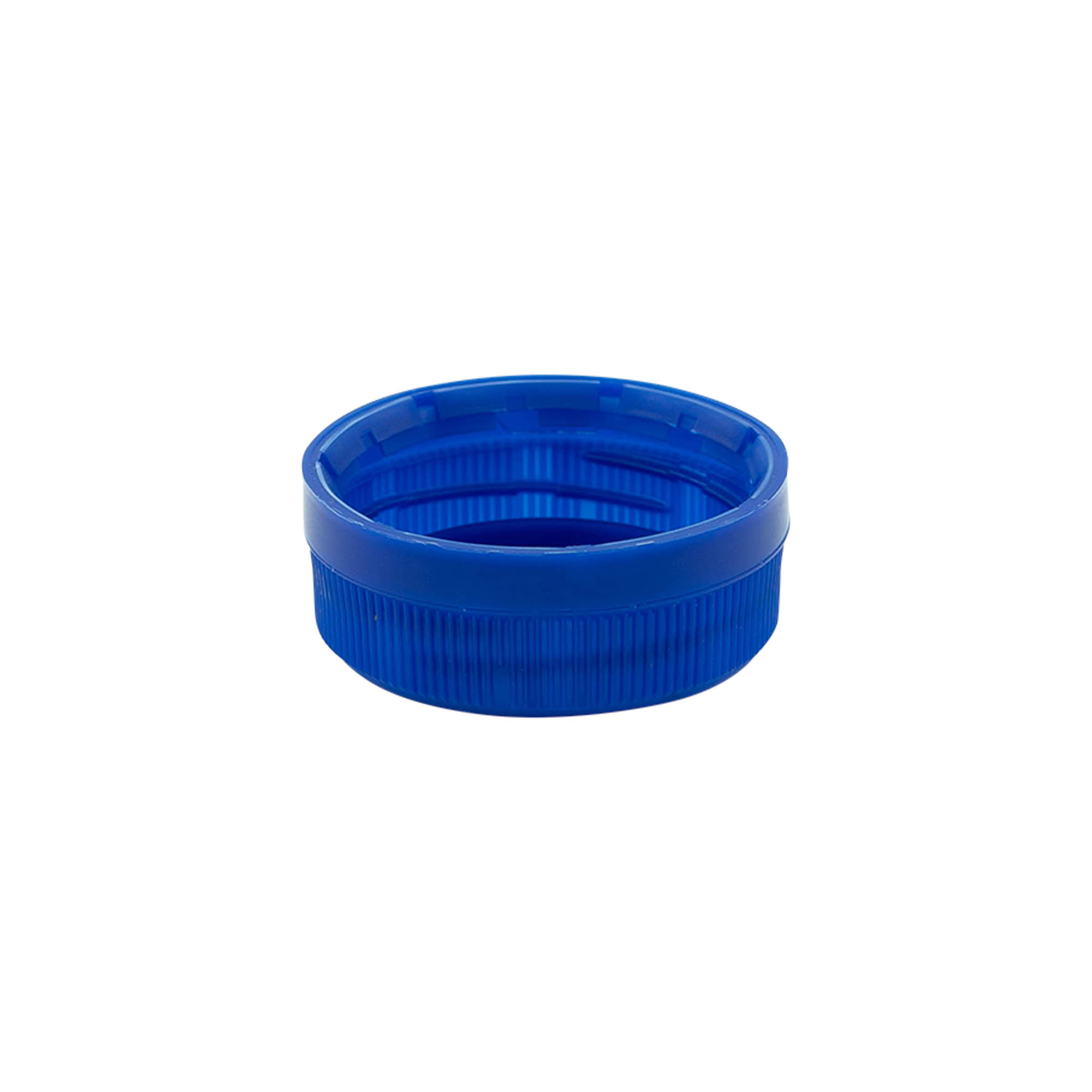 Skrūvējams vāciņš ar dubulto vītni, PE plastmasas, zils, aizdarei: PET 38 mm