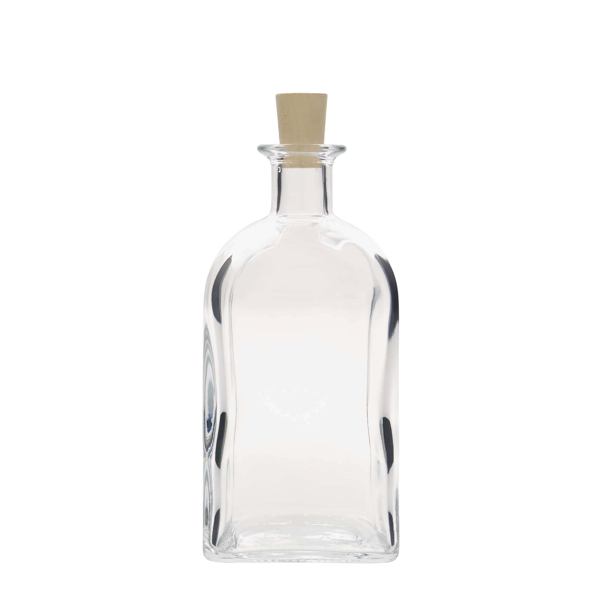 700 ml stikla pudele Apotheker Carré, kvadrātiska, atvere: korķis