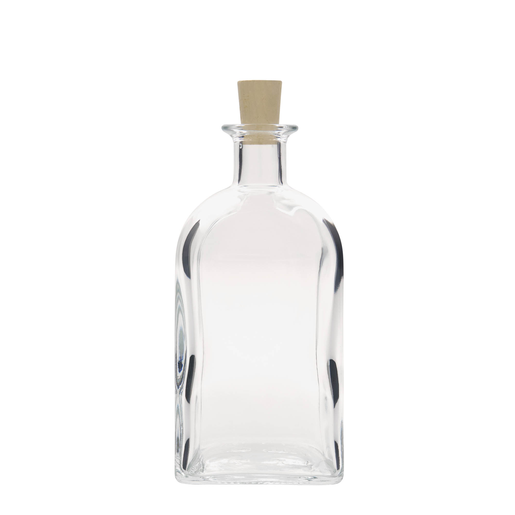 700 ml stikla pudele Apotheker Carré, kvadrātiska, atvere: korķis