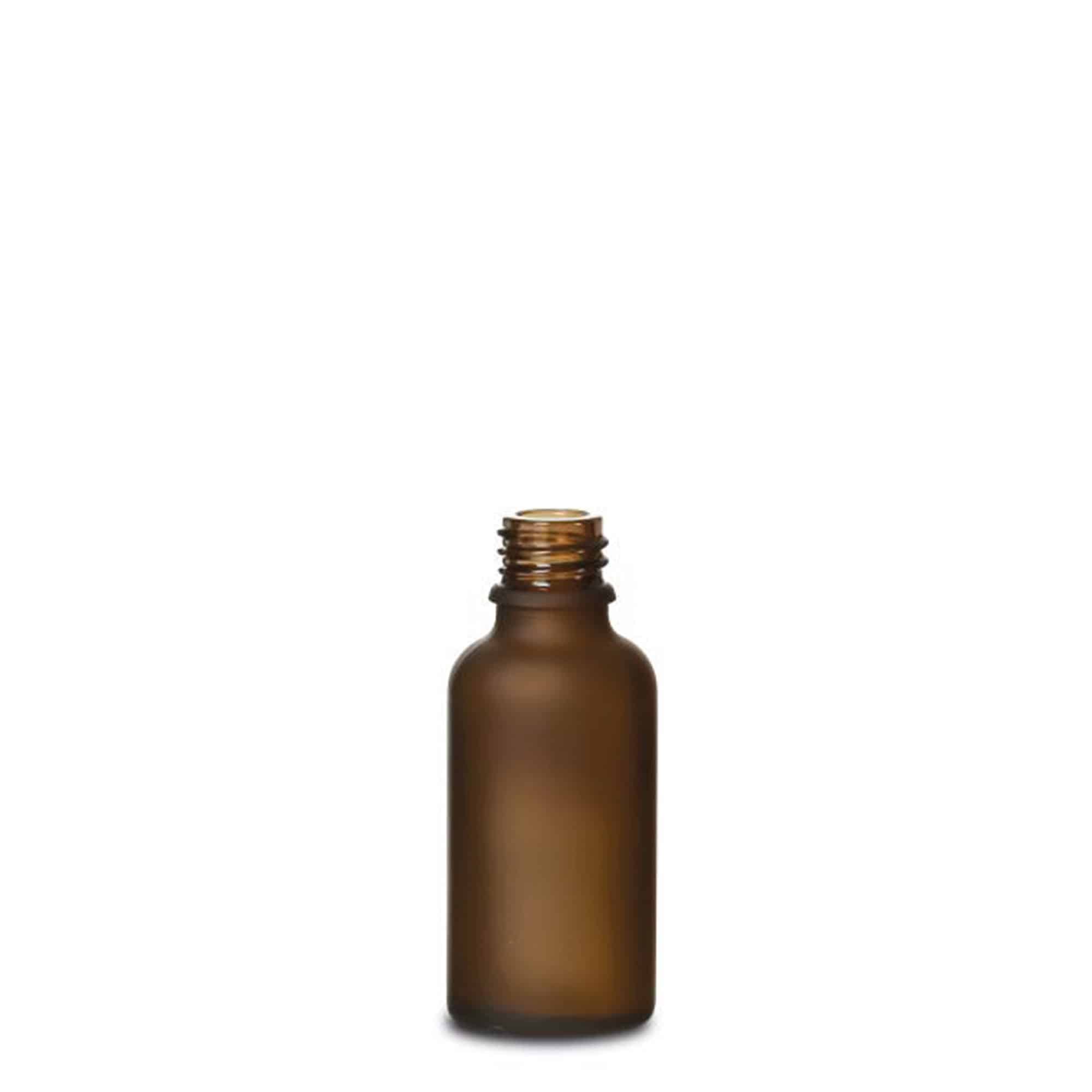 30ml medicininis butelis, stiklas, rudas matinis, kaklelis: DIN 18 30ml medicininis butelis, stiklas, rudas matinis, kaklelis: DIN 18