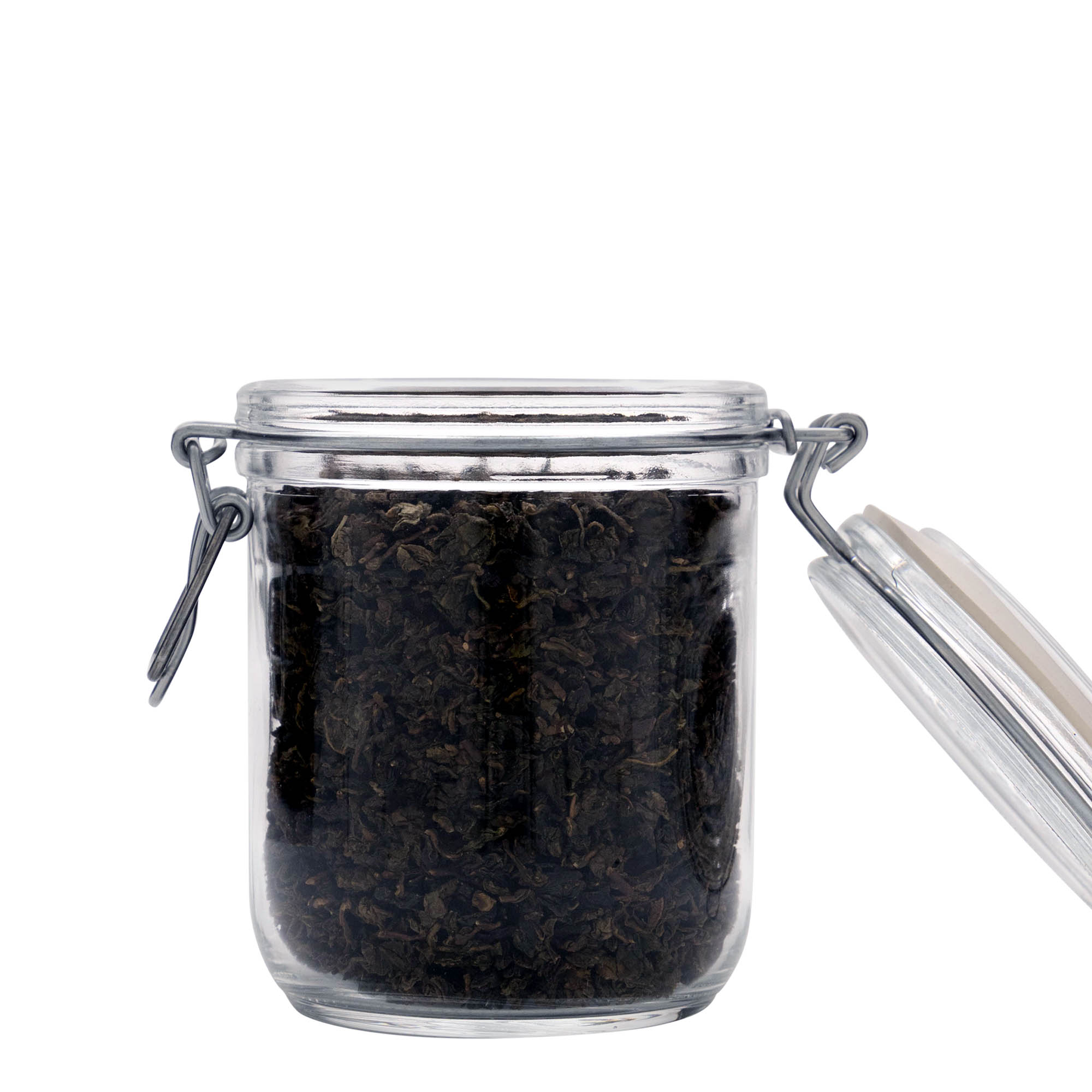 500 ml stikla burka ar metāla aizdari 'Fido', atvere: metāla aizdare ar stiepli