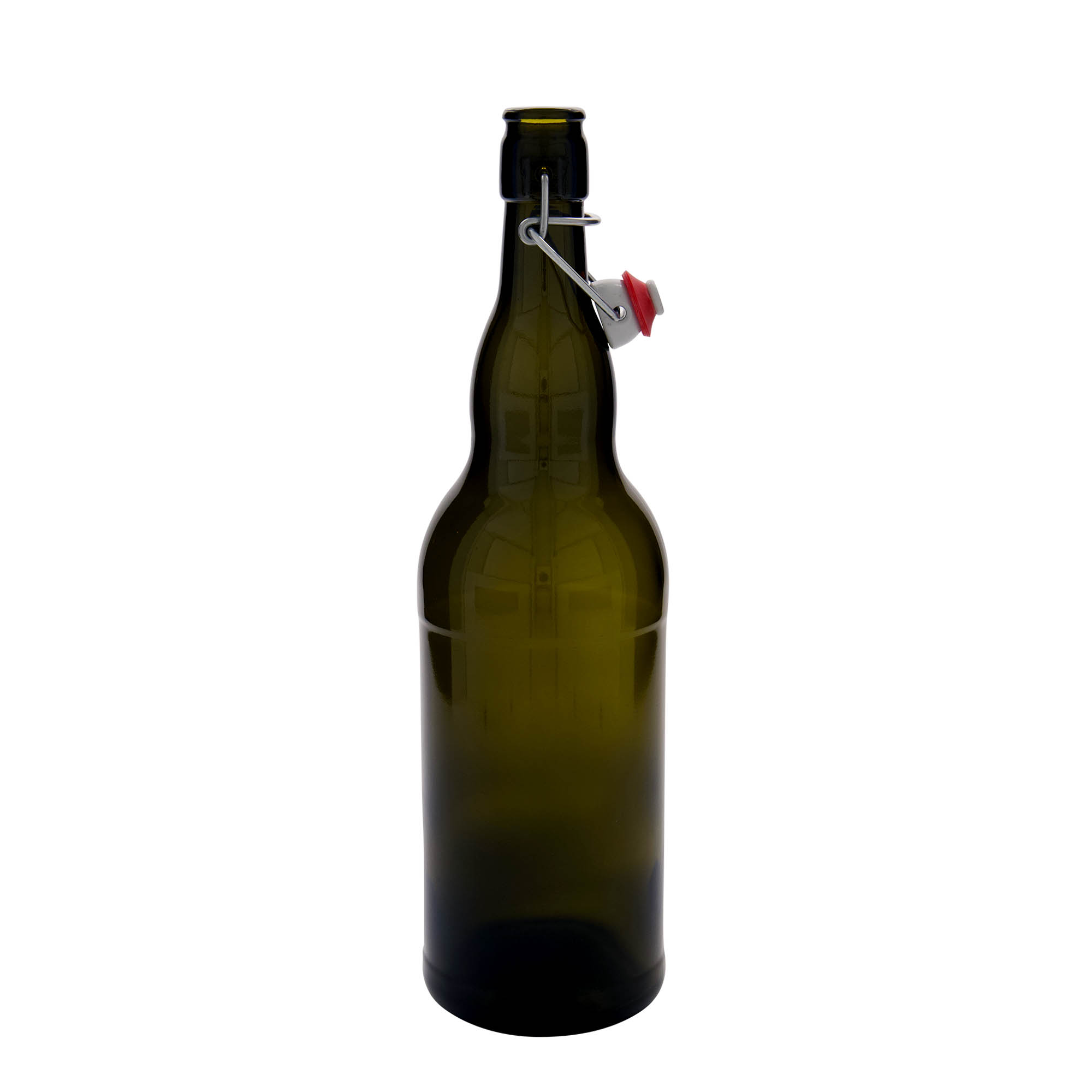 1.000 ml alus pudele Beļģija, stikls, antīkzaļš, atvere: aizbīdņa aizdare
