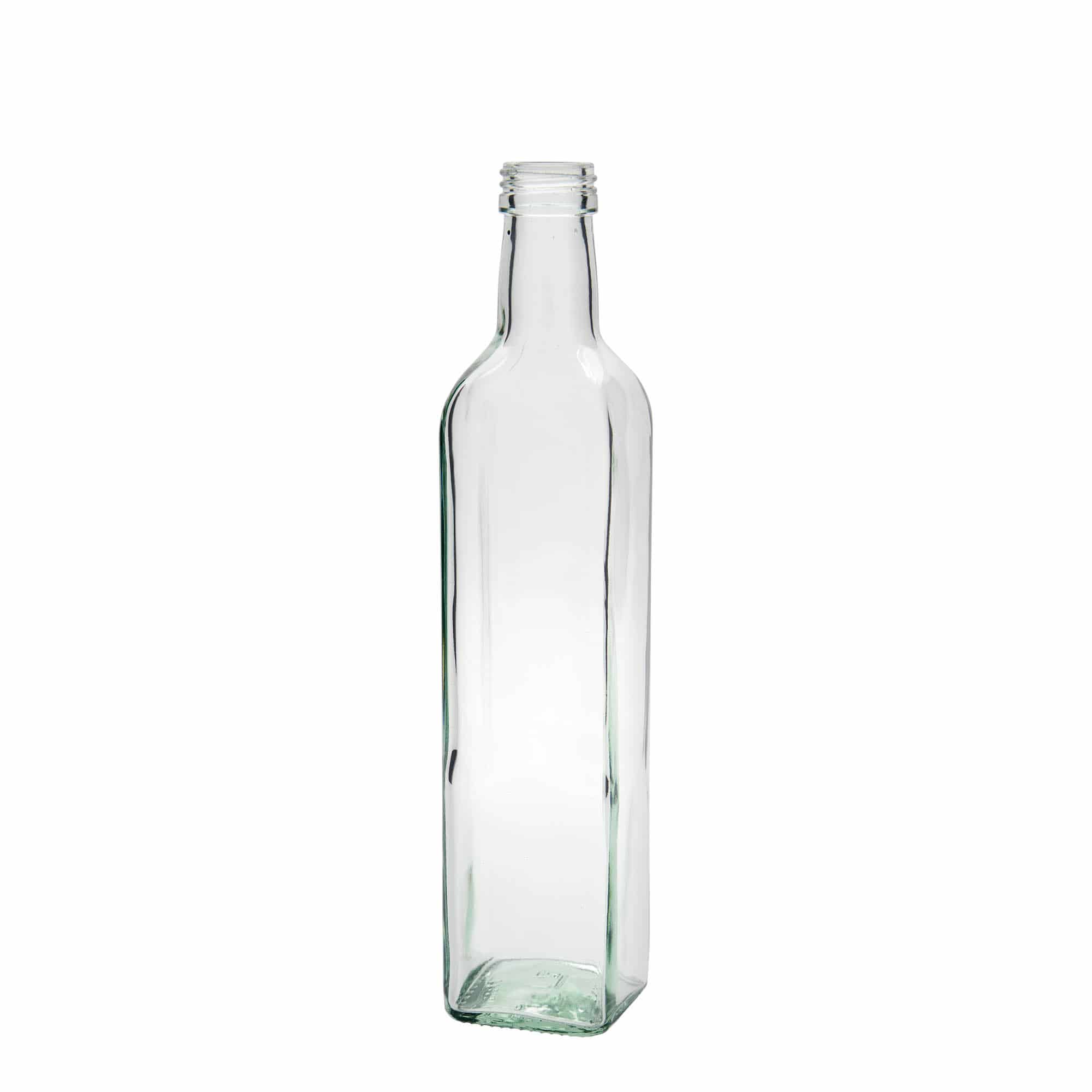 500 ml stikla pudele 'Marasca', kvadrātiska, atvere: PP 31,5