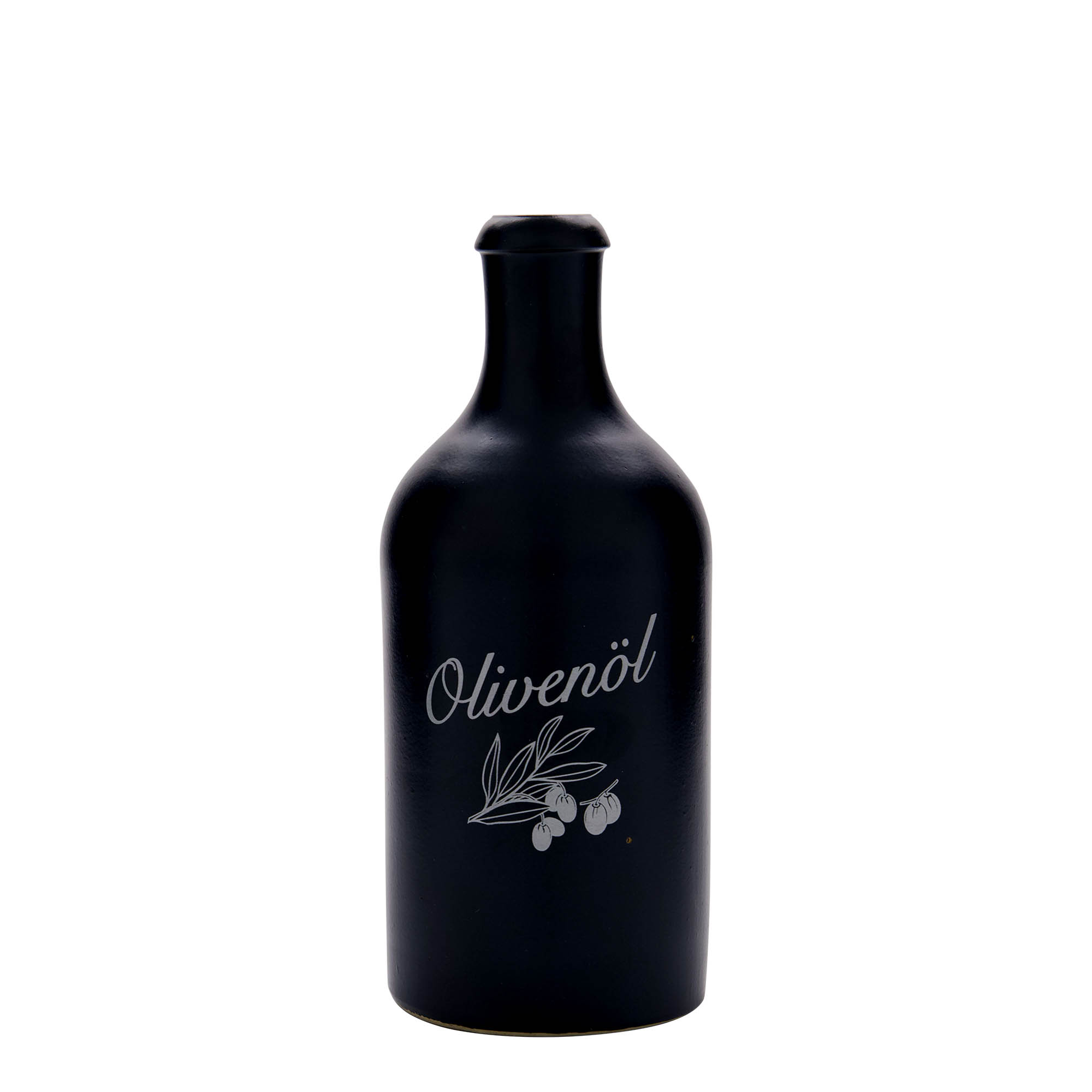 500 ml māla krūze, motīvs: olīveļļa, akmens trauks, melns, atvere: korķis 500 ml māla krūze, motīvs: olīveļļa, akmens trauks, melns, atvere: korķis