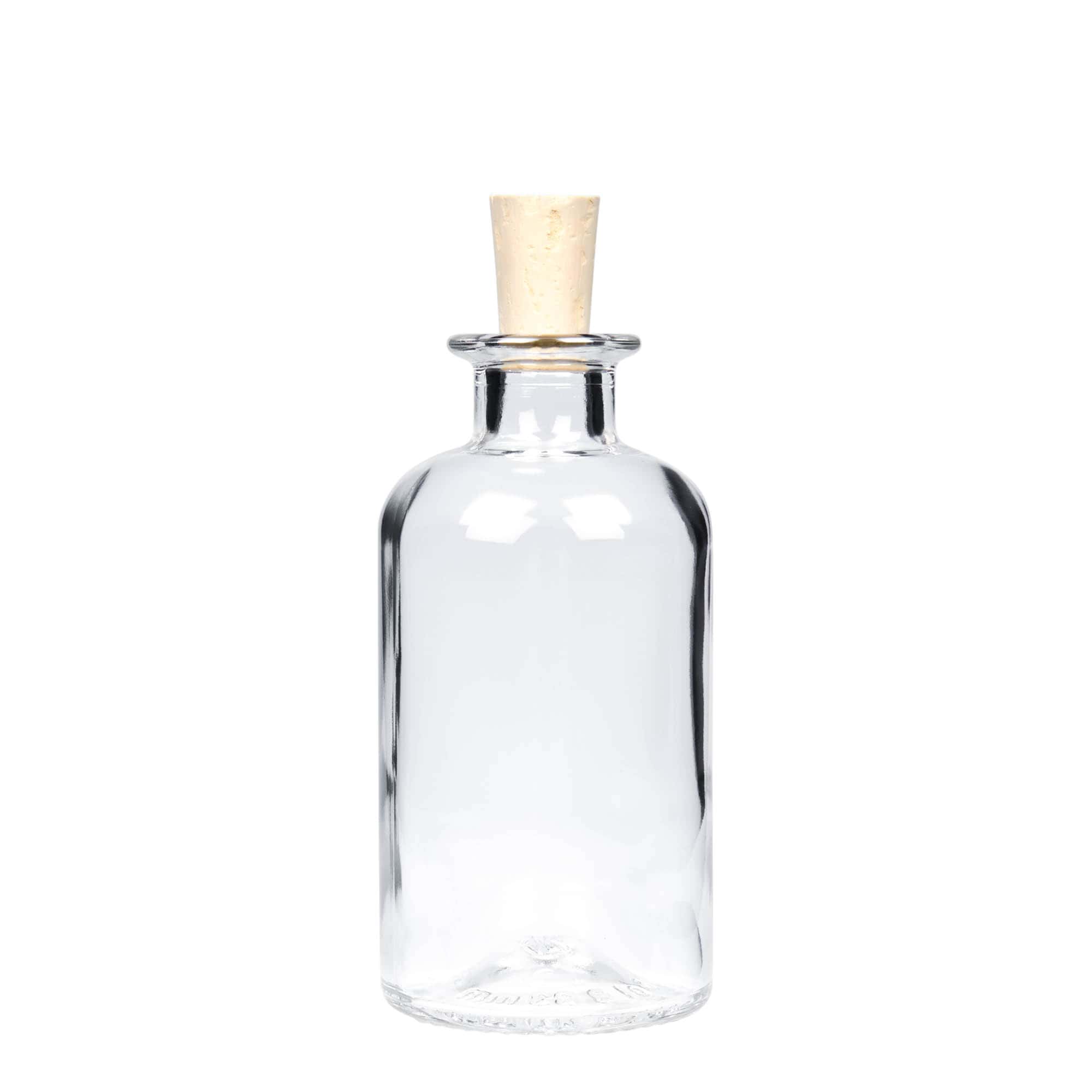 250 ml stikla pudele aptiekāram, atvere: korķis