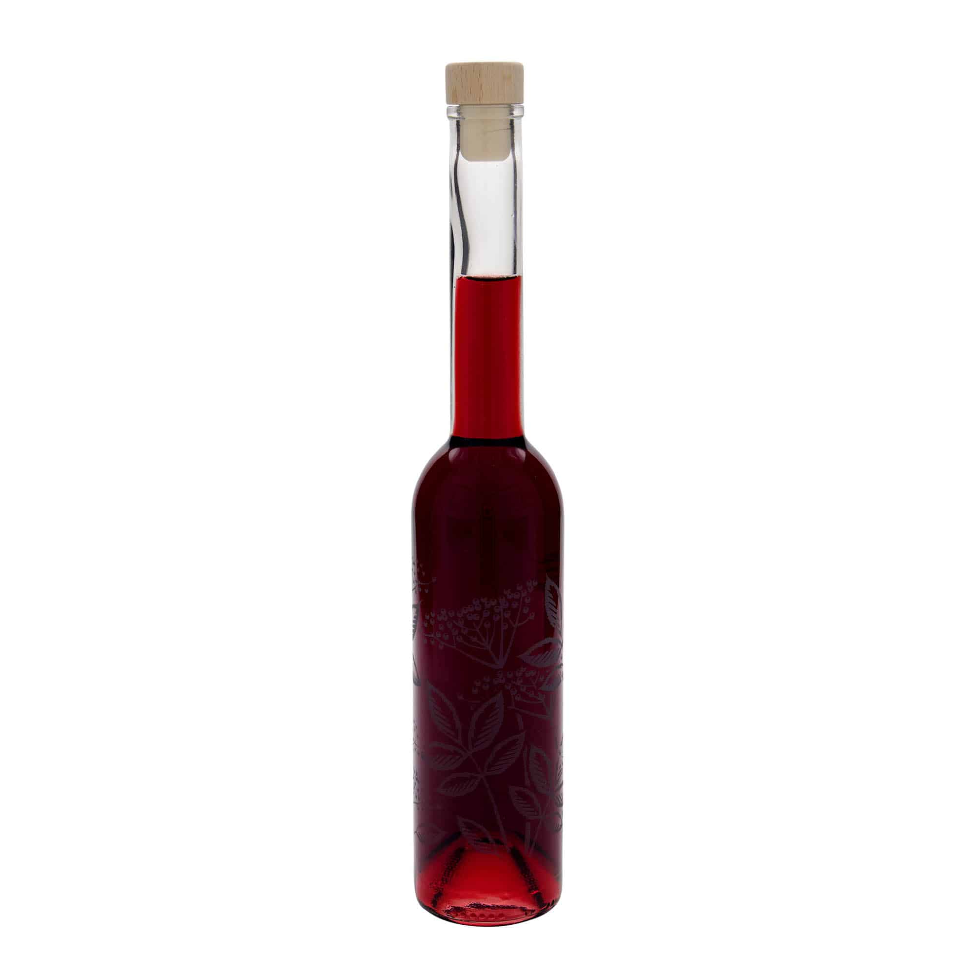 350 ml stikla pudele 'Opera', motīvs: plūškoks, aizdare: korķis