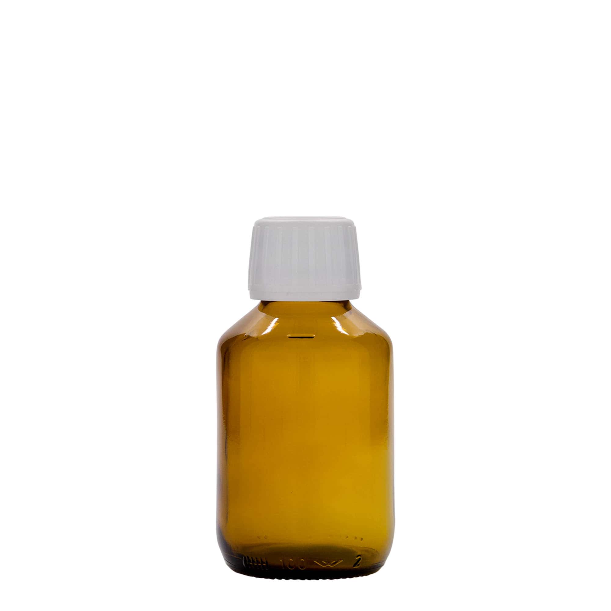 100 ml medicīnas pudele, brūna, stikls, atvere: PP 28