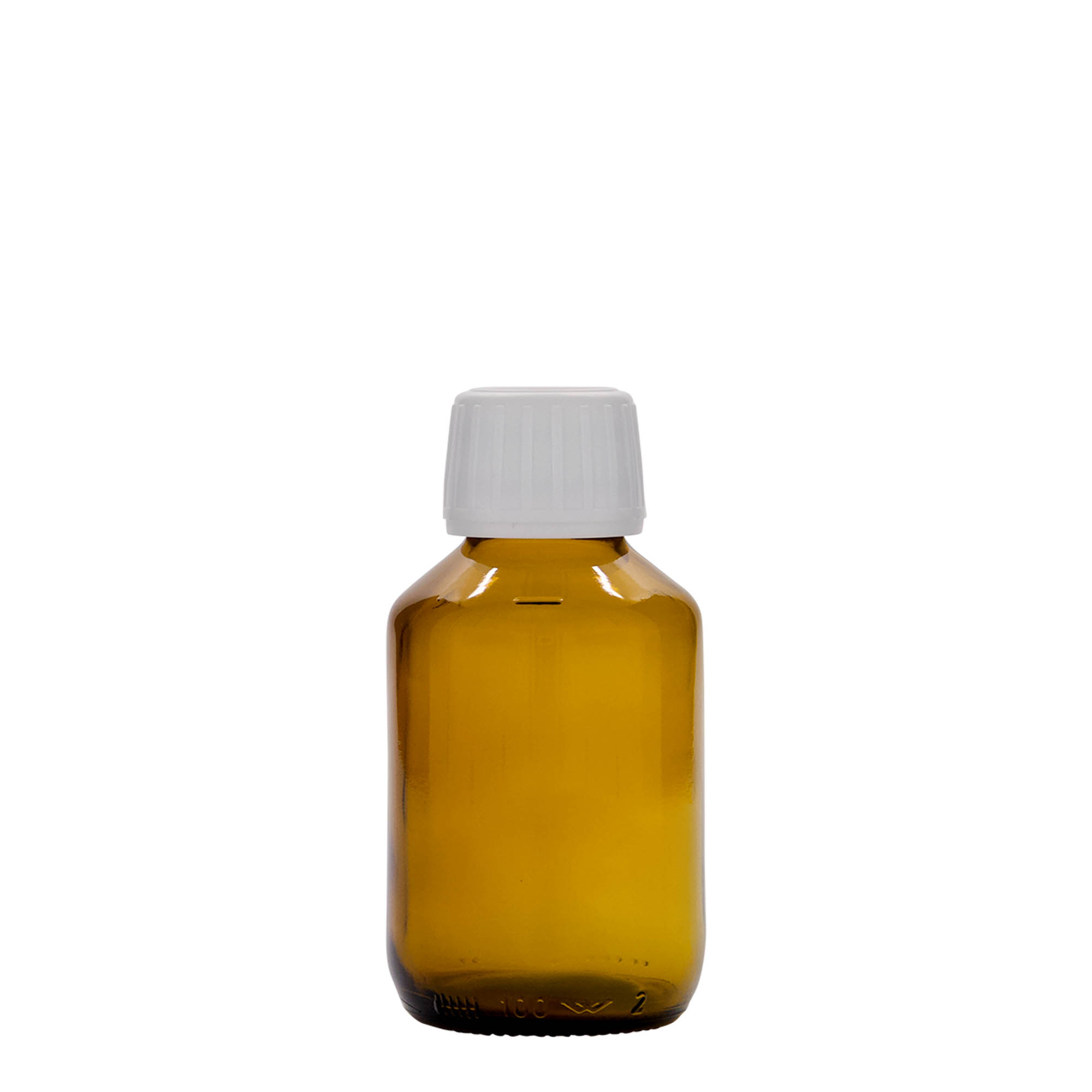 100 ml medicīnas pudele, brūna, stikls, atvere: PP 28 100 ml medicīnas pudele, brūna, stikls, atvere: PP 28