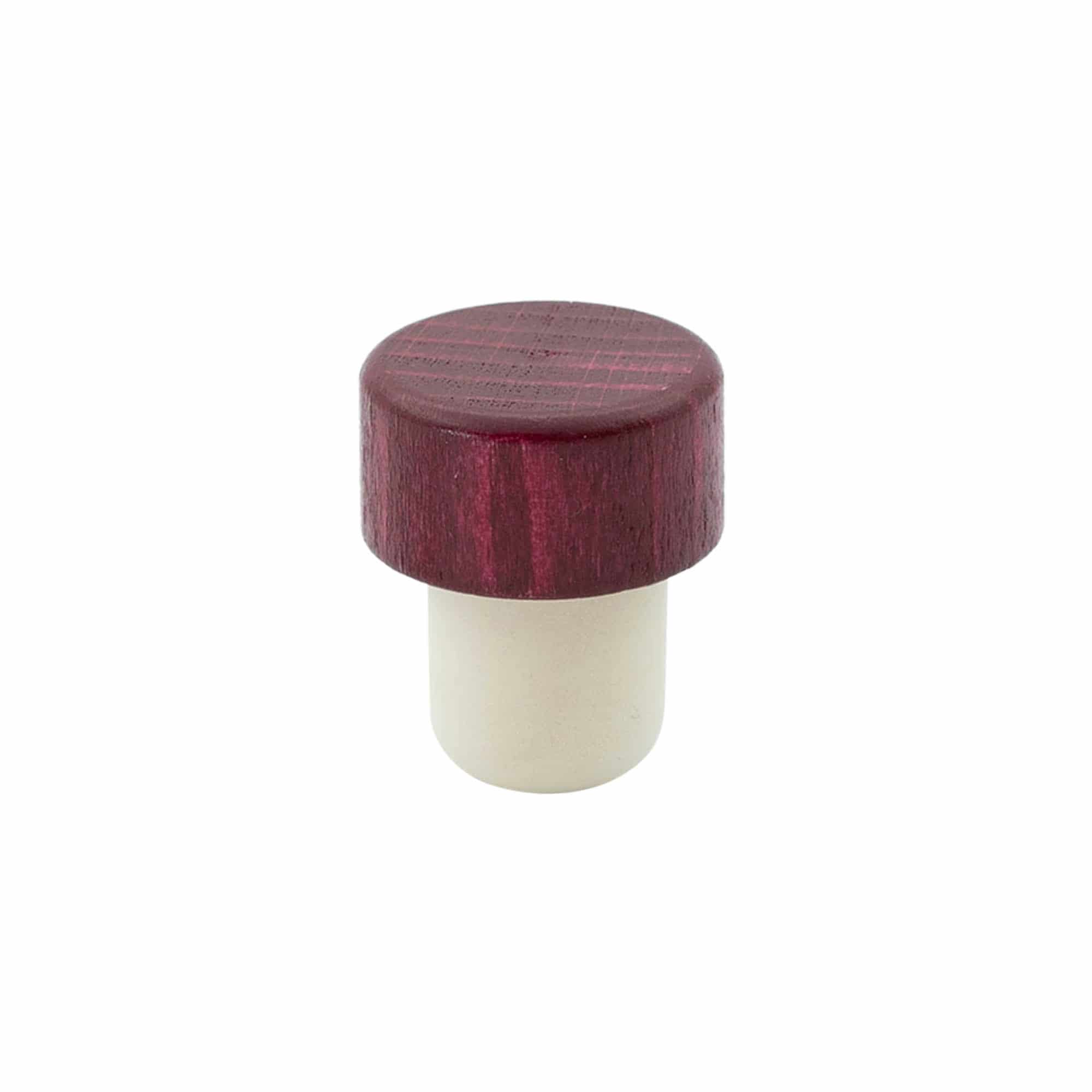 Pudeles korķis 19 mm, koka/plastmasa, bordo sarkans, aizdarei: korķis Pudeles korķis 19 mm, koka/plastmasa, bordo sarkans, aizdarei: korķis
