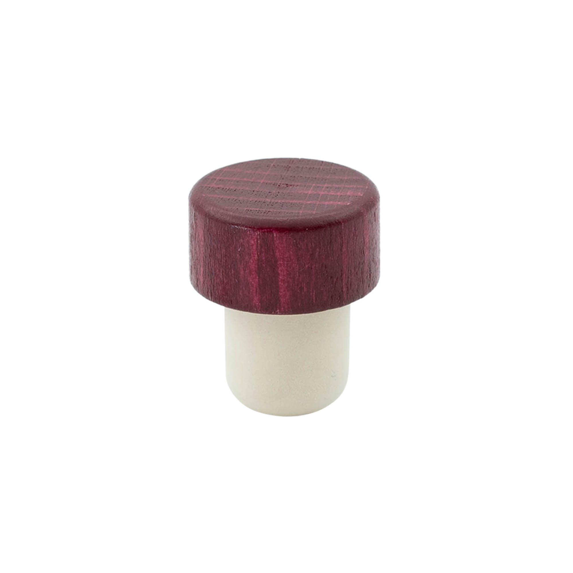 Roktura korķis 19 mm, koks/plastmasa, bordo sarkans, mutes daļai: korķis