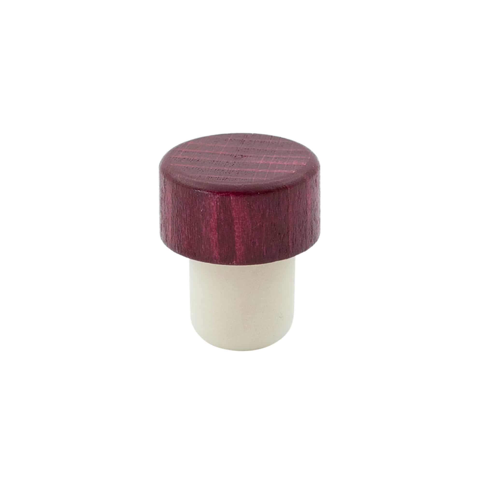Roktura korķis 19 mm, koks/plastmasa, bordo sarkans, mutes daļai: korķis