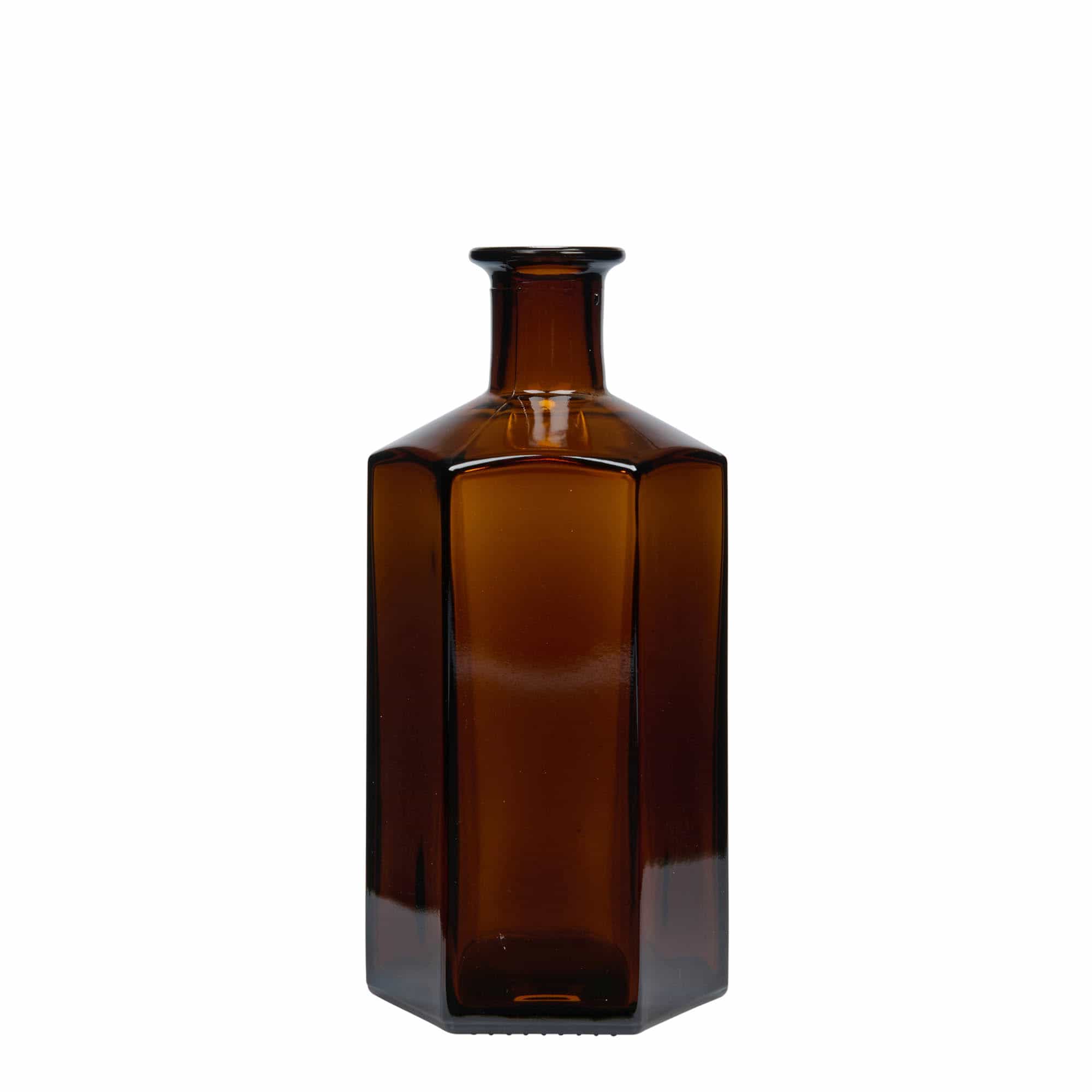 500 ml stikla pudele Apothecary 'Jimmy'. sešstūra formas. brūna. Augstums: korķis 500 ml stikla pudele Apothecary 'Jimmy'. sešstūra formas. brūna. Augstums: korķis
