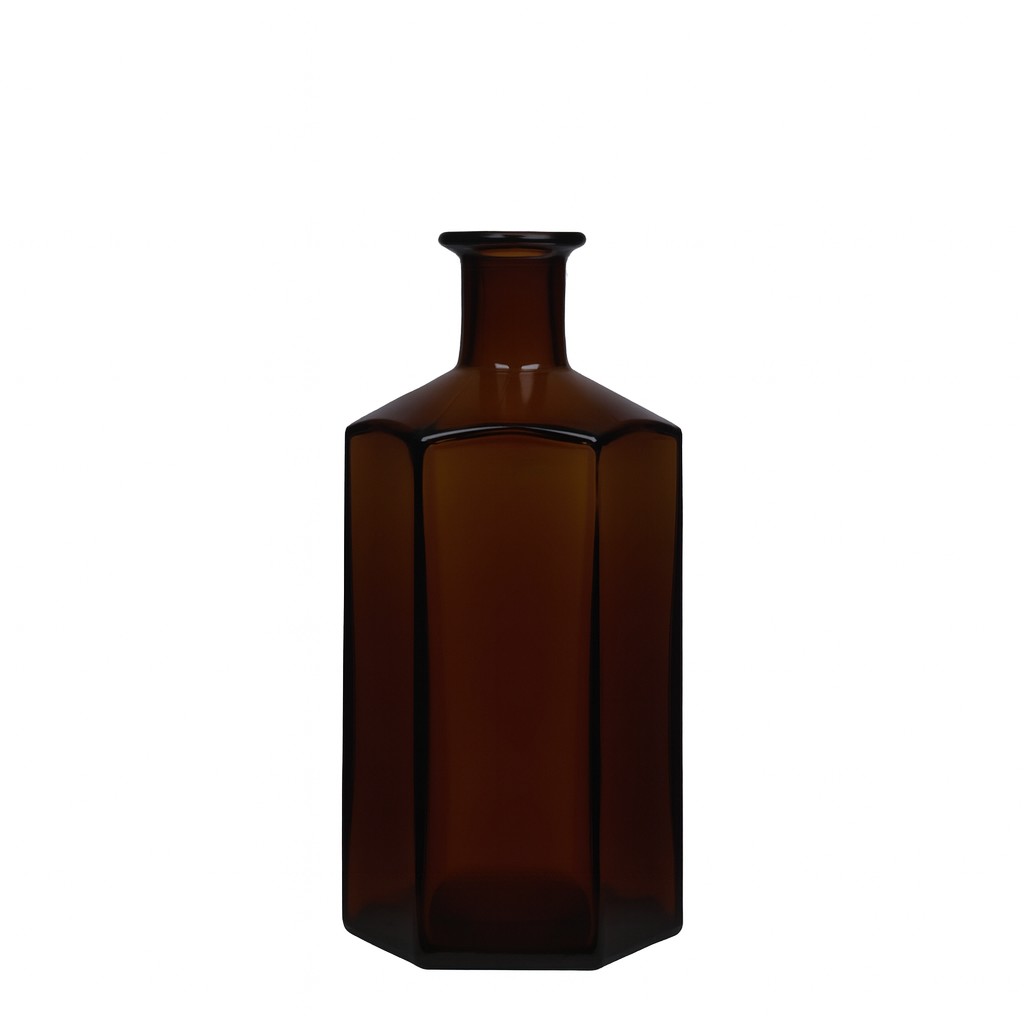 500 ml stikla pudele aptiekāram 'Jimmy', sešstūraina, brūna, atvere: korķis 500 ml stikla pudele aptiekāram 'Jimmy', sešstūraina, brūna, atvere: korķis