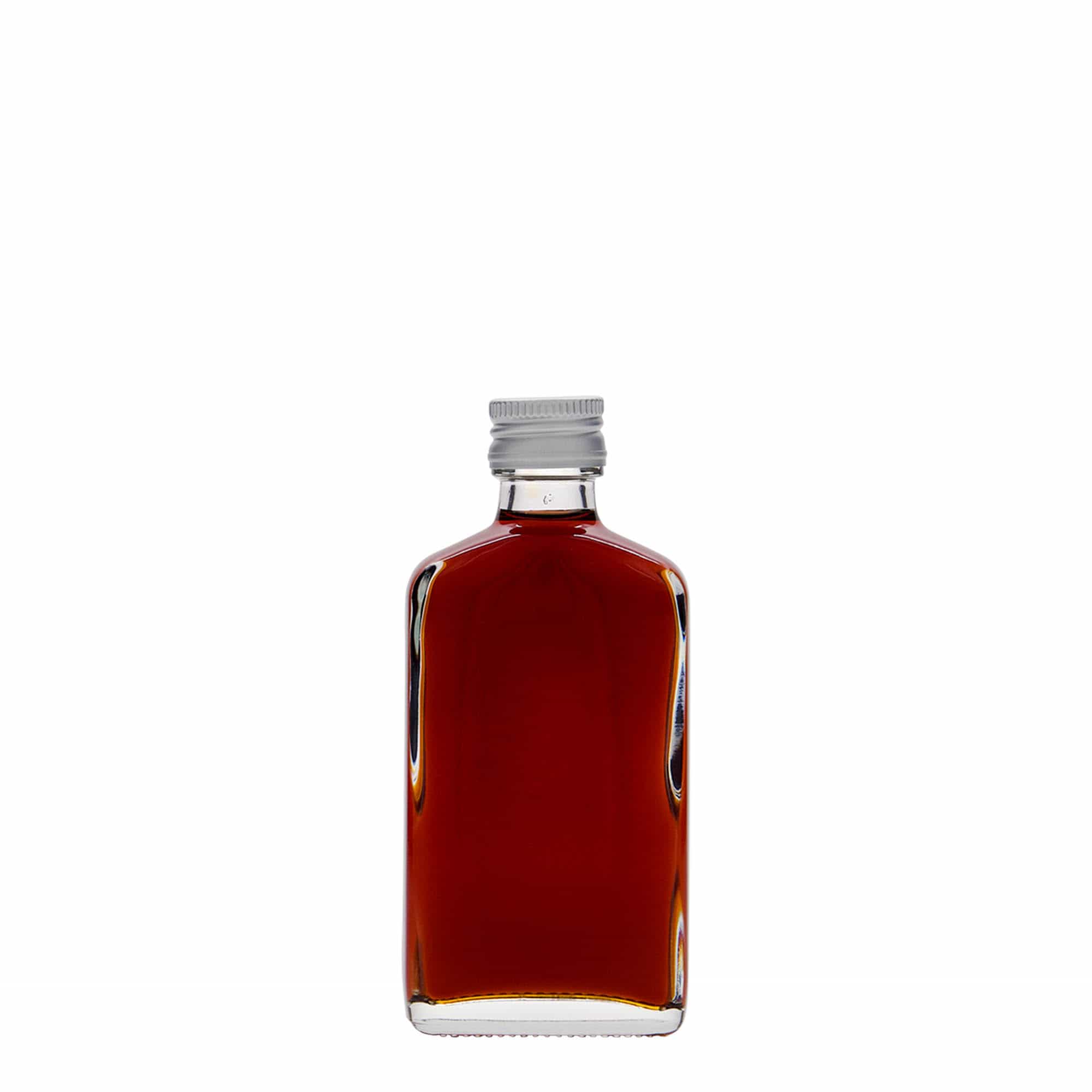 50 ml kabatas pudele, taisnstūrveida, stikls, atvere: PP 18