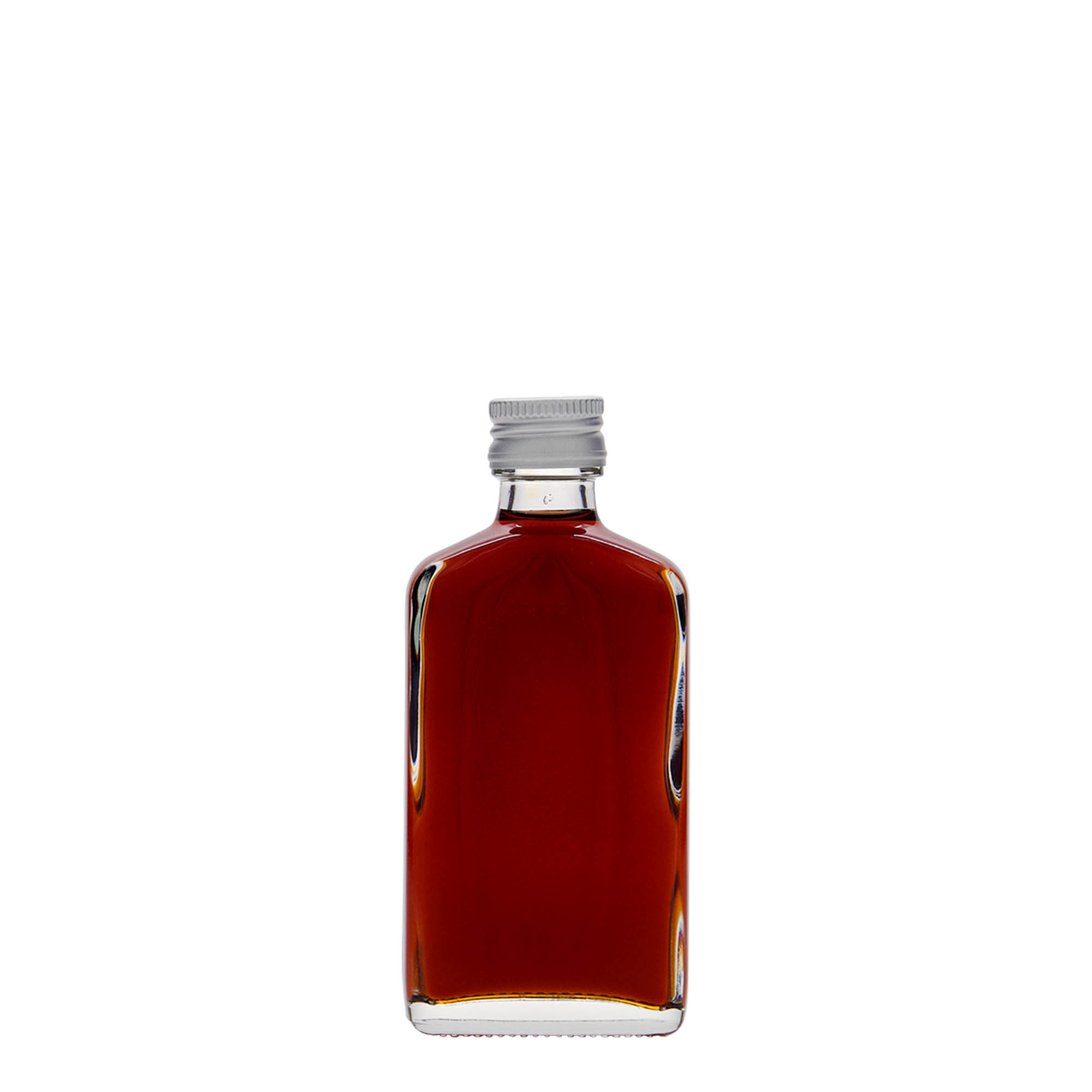 50 ml kabatas pudele, taisnstūrveida, stikls, atvere: PP 18