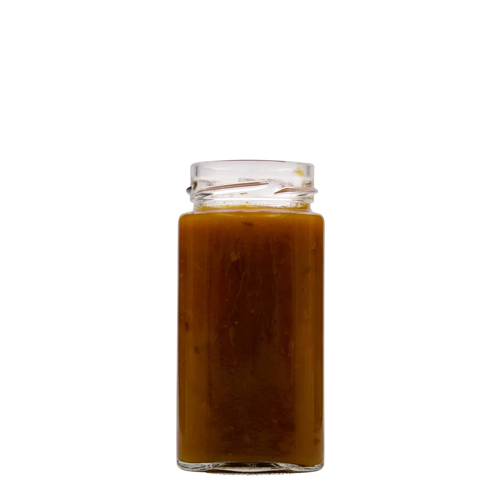 314 ml kvadrātveida stikla burka 'Funny', atvere: Deep-Twist-Off (DTO 58)