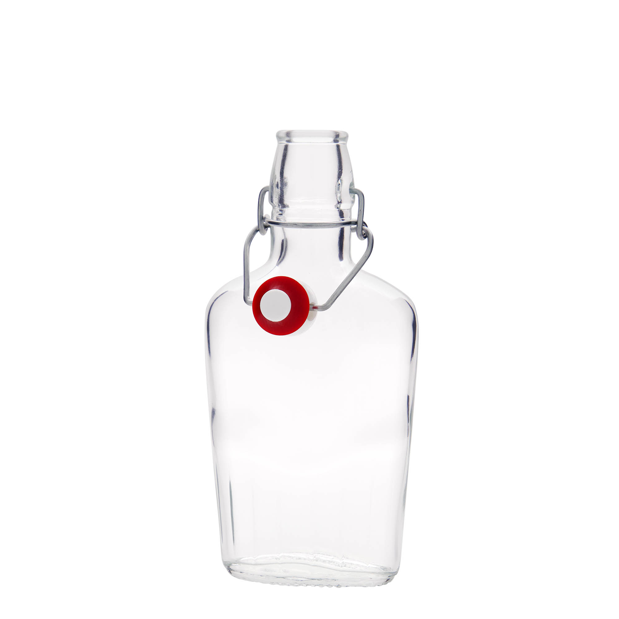 250 ml stikla pudele 'Fiaschetta', ovāla, atvere: skavas aizdare