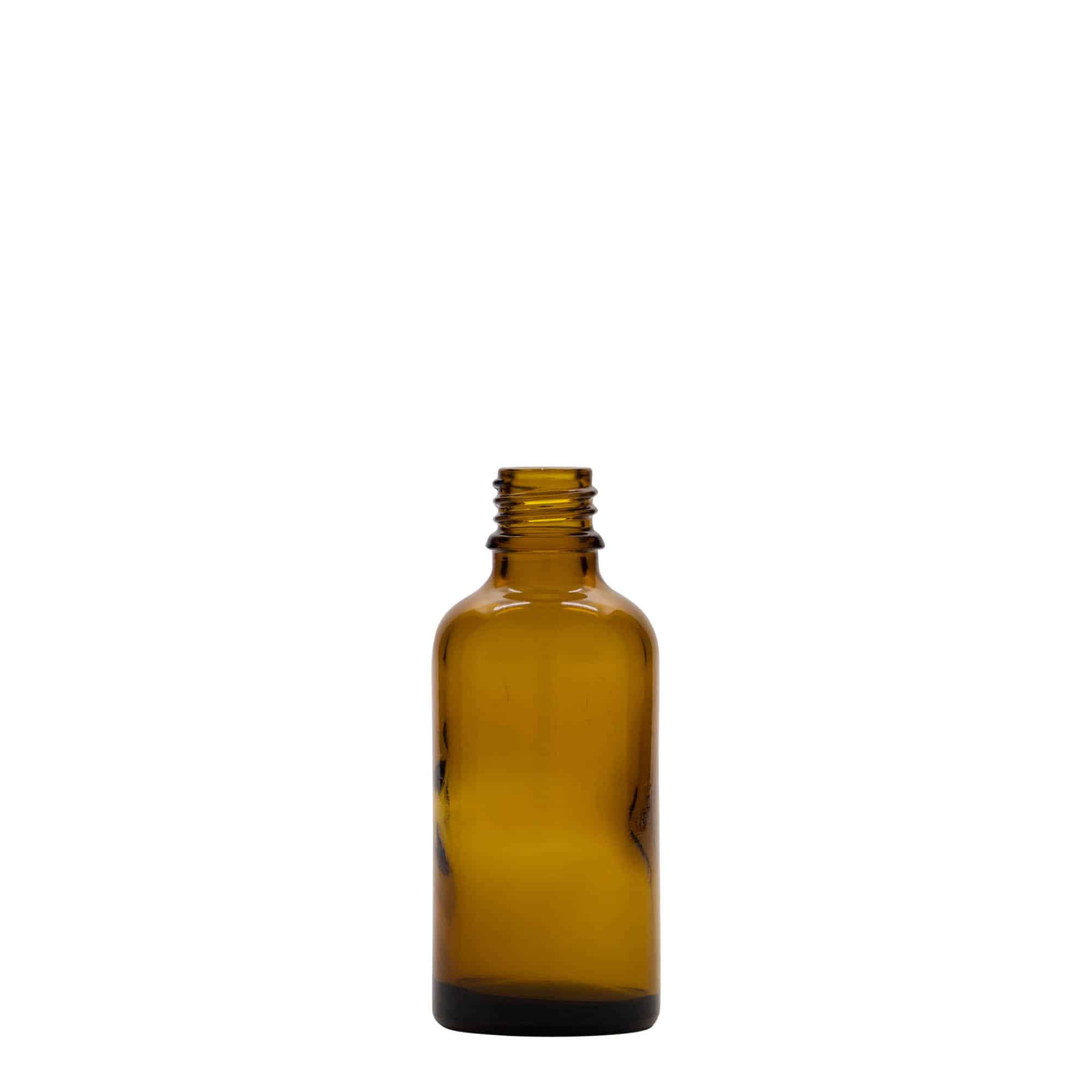 50 ml zāļu pudelīte, stikla, brūna, aizdare: DIN 18 50 ml zāļu pudelīte, stikla, brūna, aizdare: DIN 18