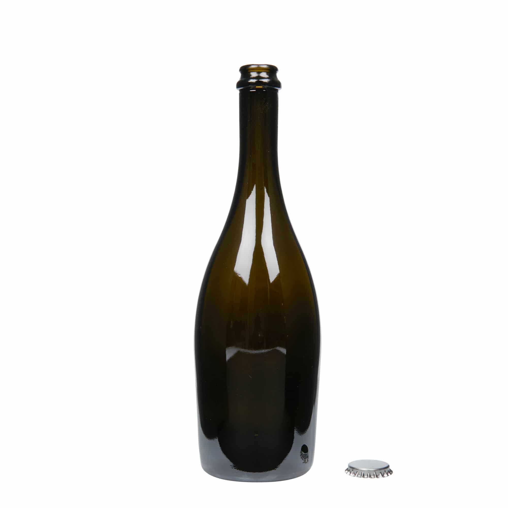 750 ml šampanieša pudele 'Carmen', stikla, antīki zaļa, aizdare: kroņveida korķis