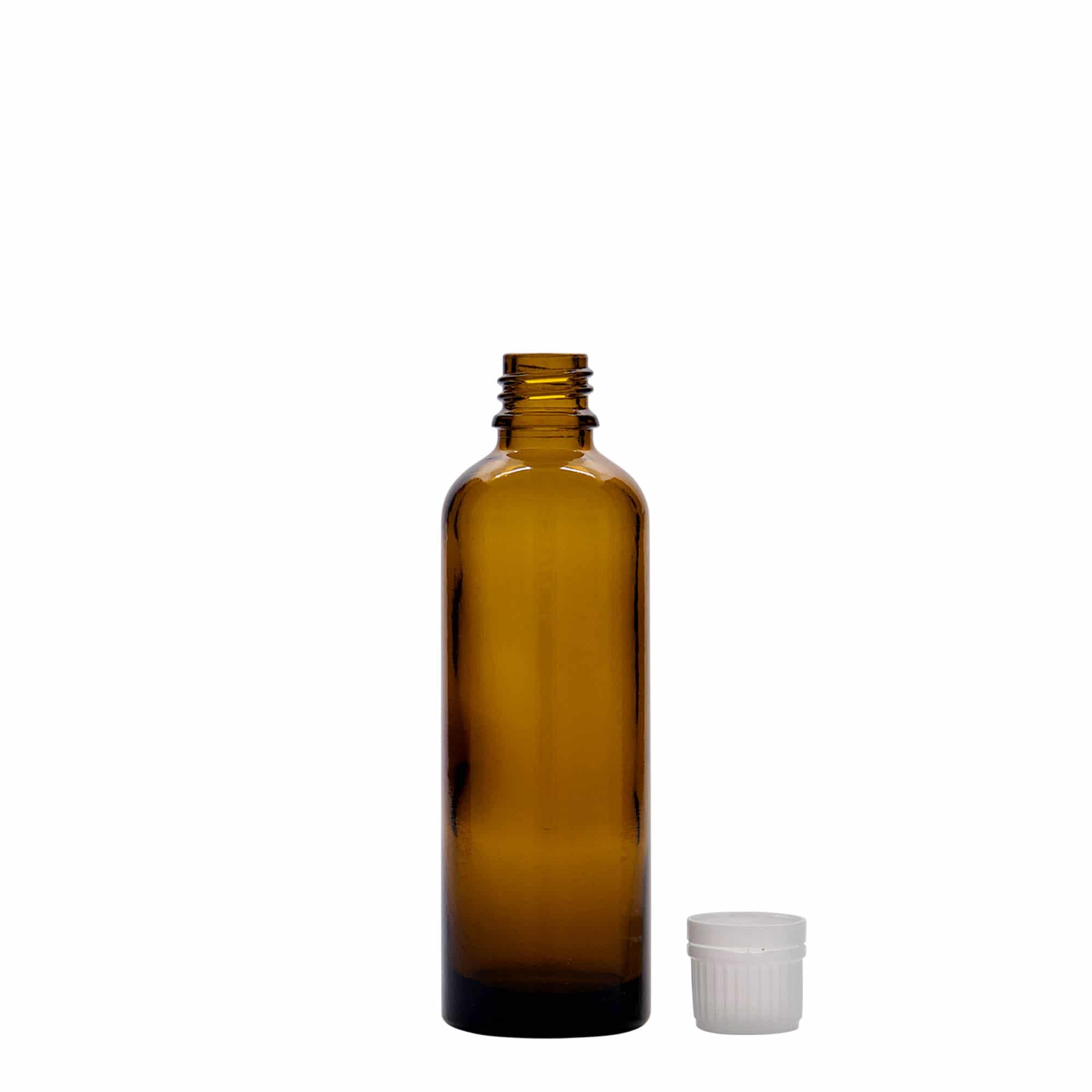 75 ml medicīnas pudele, stikls, brūna, atvere: DIN 18