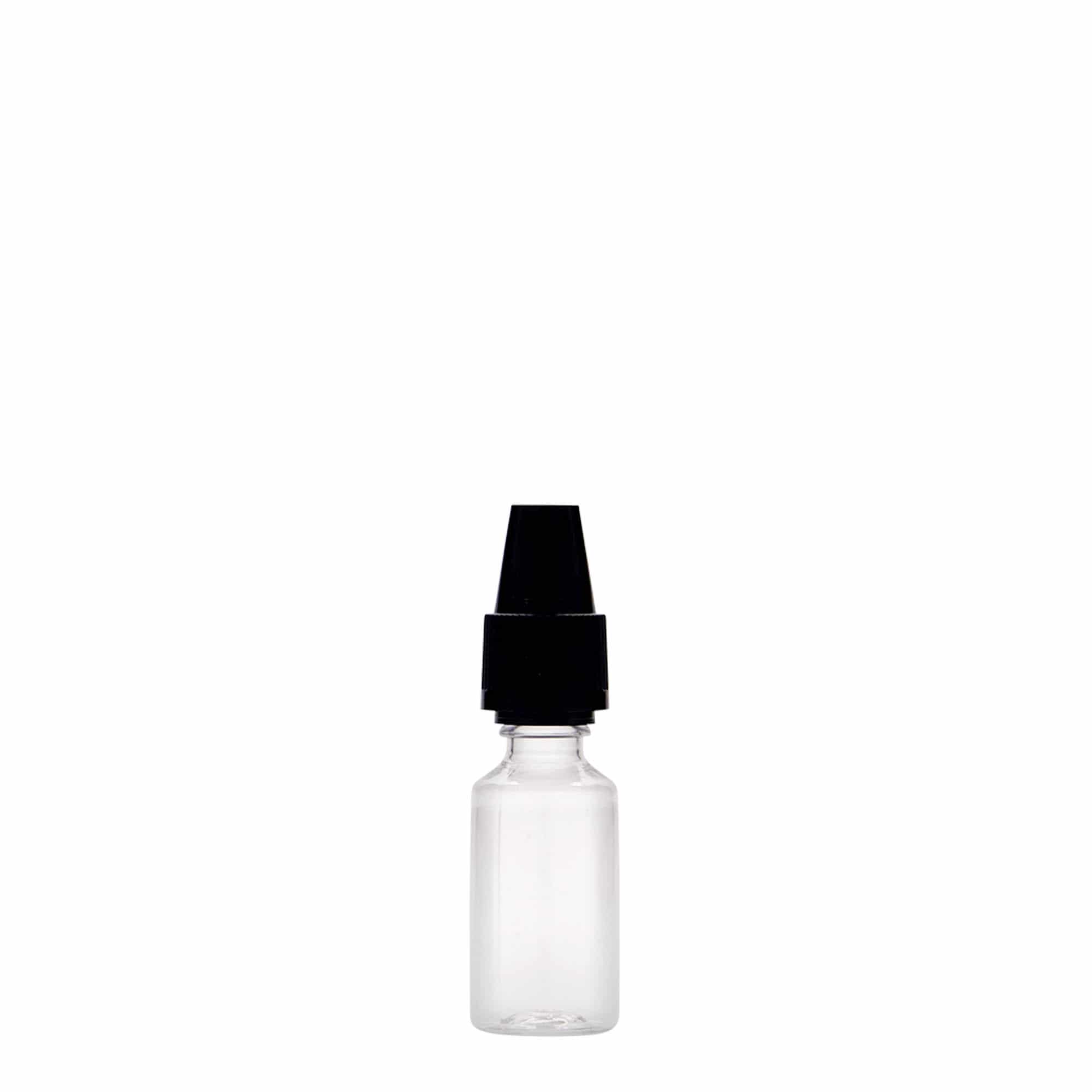 10 ml PET pudele 'E-sula' ar kvalitātes un bērnu drošības aizsardzību, plastmasa, atvere: skrūvējams vāciņš