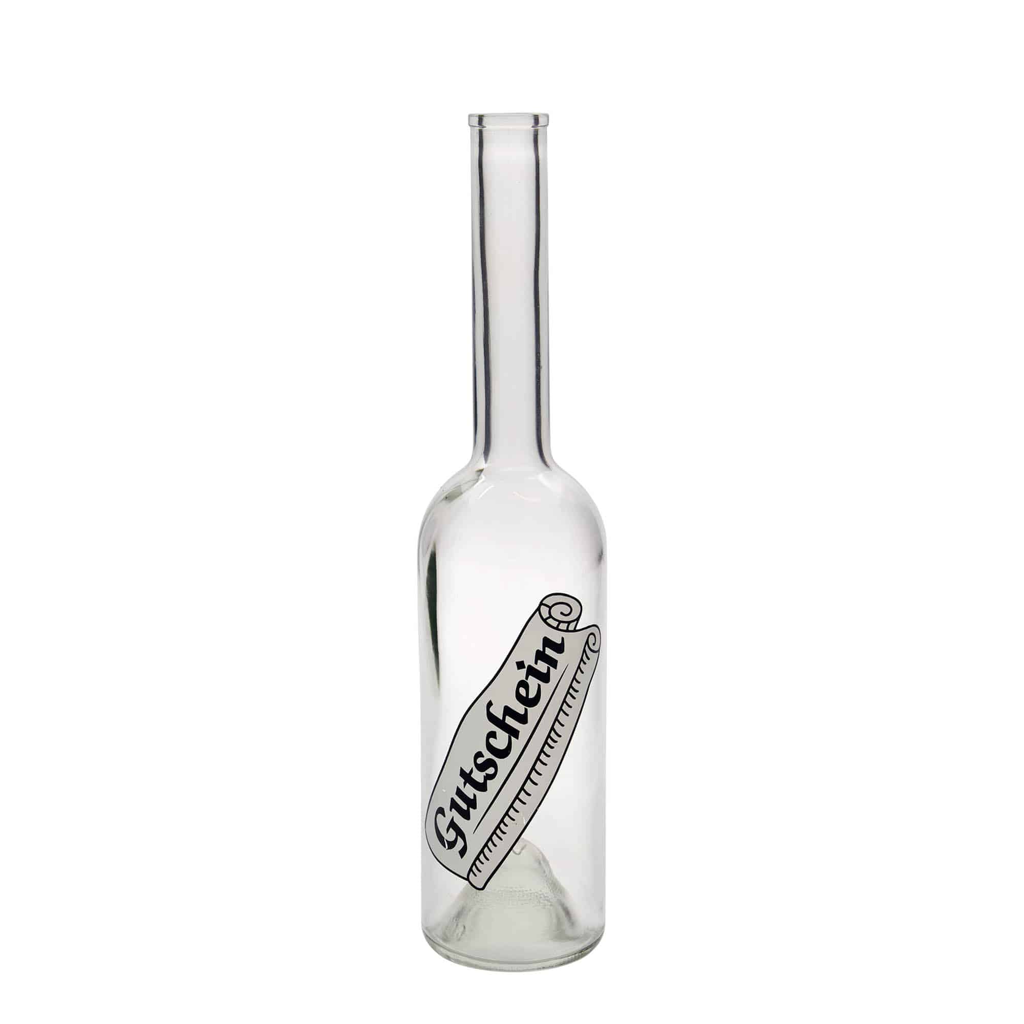 500 ml stikla pudele 'Opera', motīvs: dāvanu karte, atvere: korķis
