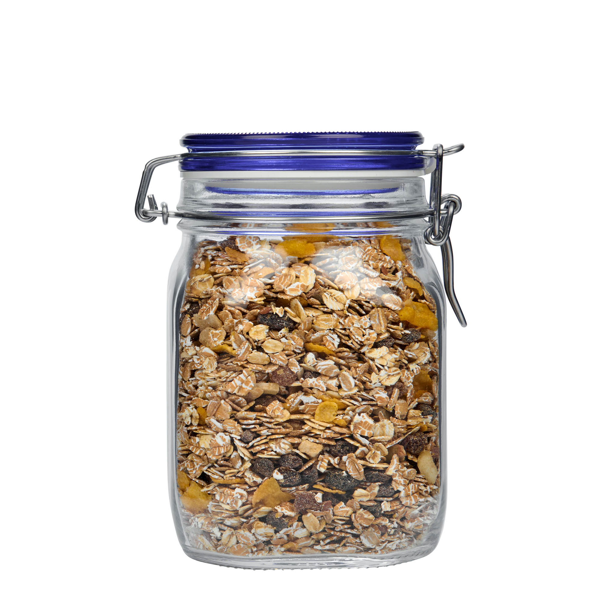 1.000 ml stiklains burka ar metāla aizdari 'Fido' zils vāciņš, kvadrātveida, atvere: metāla aizdare 1.000 ml stiklains burka ar metāla aizdari 'Fido' zils vāciņš, kvadrātveida, atvere: metāla aizdare